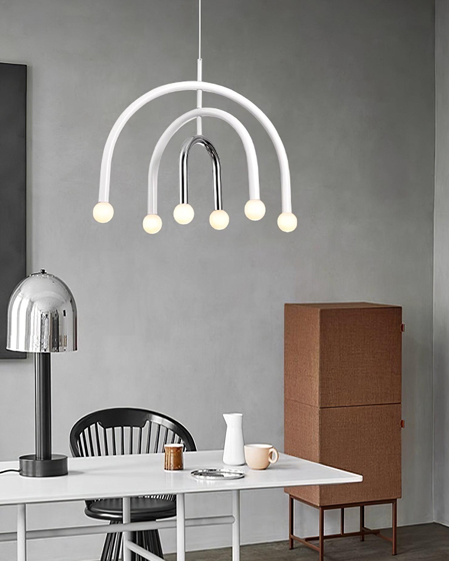 Pendant Lamp Rainbow Modern Metal Arc for Living and Dining Room