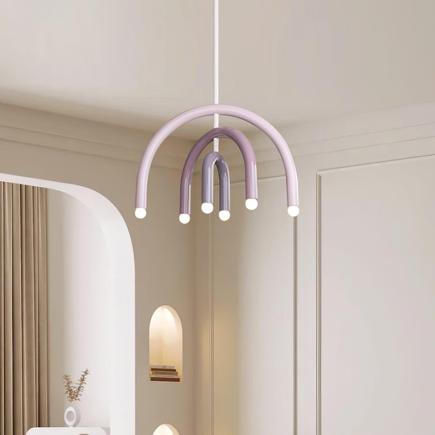 Pendant Lamp Rainbow Modern Metal Arc for Living and Dining Room