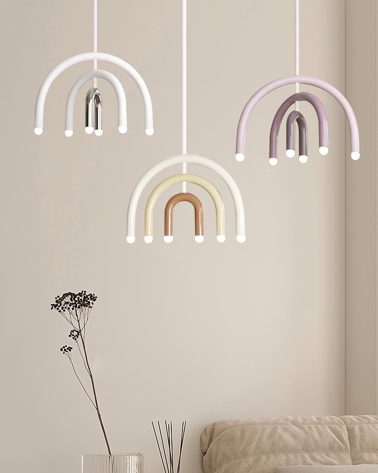 Pendant Lamp Rainbow Modern Metal Arc for Living and Dining Room