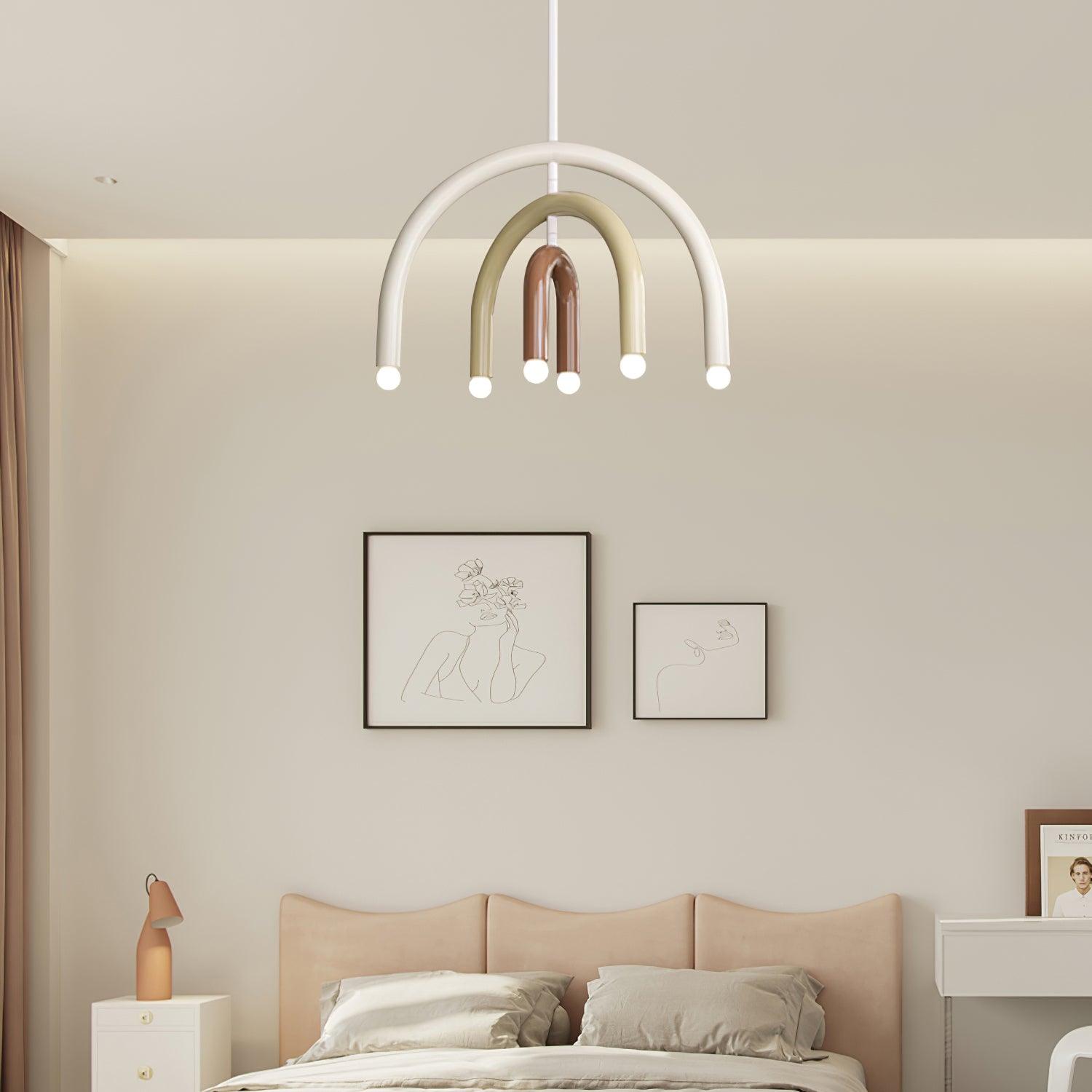 Pendant Lamp Rainbow Modern Metal Arc for Living and Dining Room