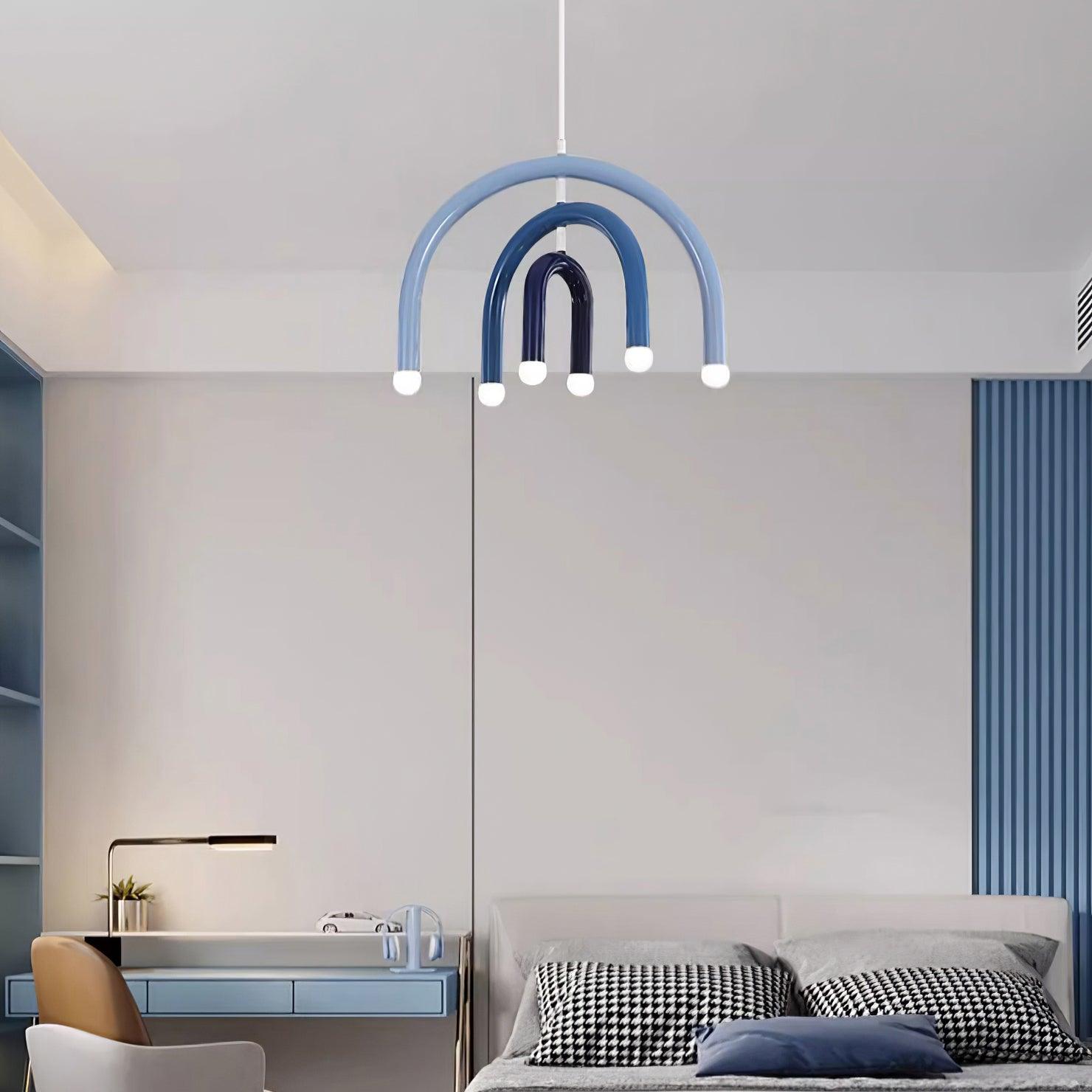 Pendant Lamp Rainbow Modern Metal Arc for Living and Dining Room