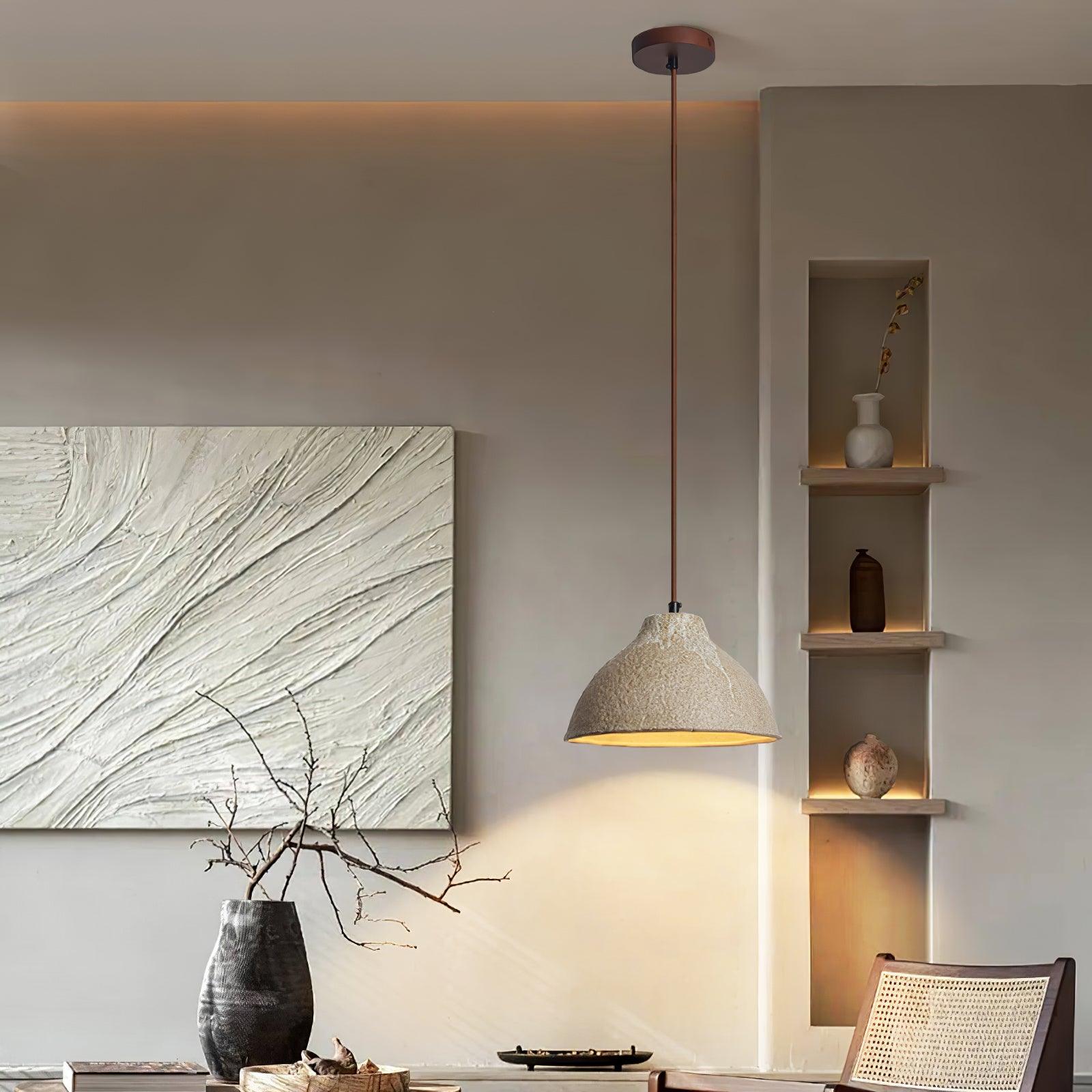 Elaris Retro Ceramic & Wood Pendant Lamp-Neutral Decor