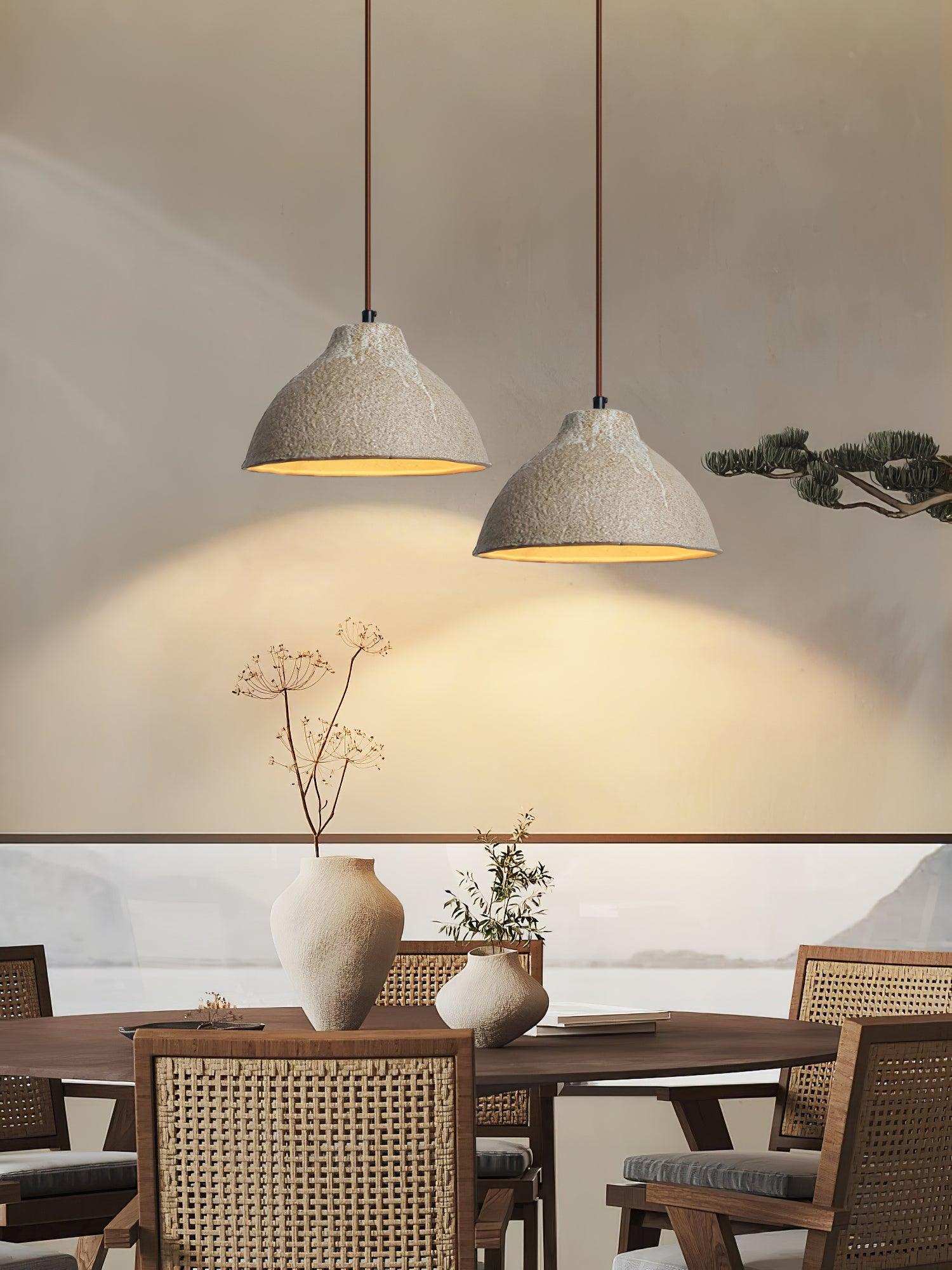 Elaris Retro Ceramic & Wood Pendant Lamp-Neutral Decor