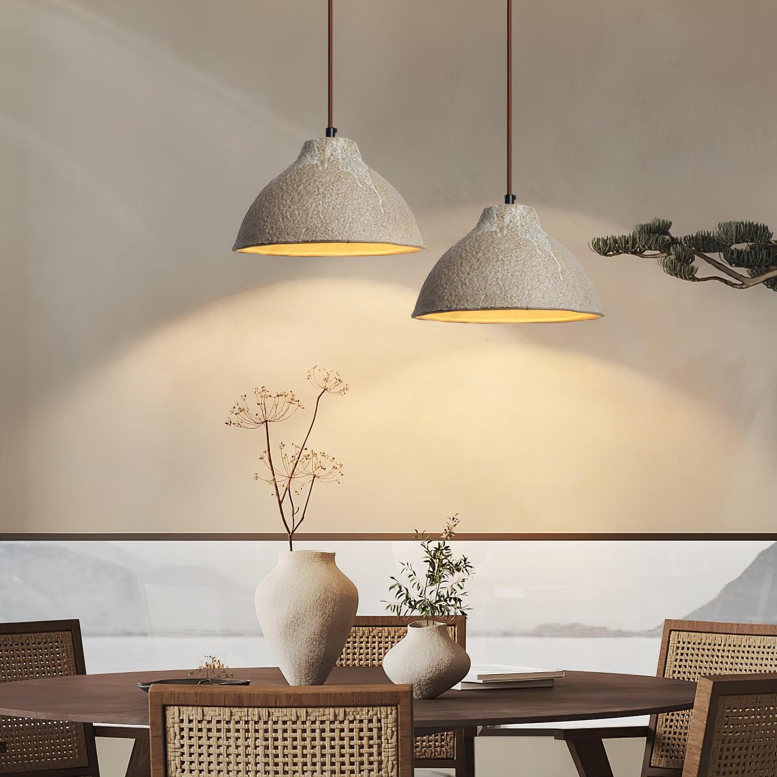 Elaris Retro Ceramic & Wood Pendant Lamp-Neutral Decor