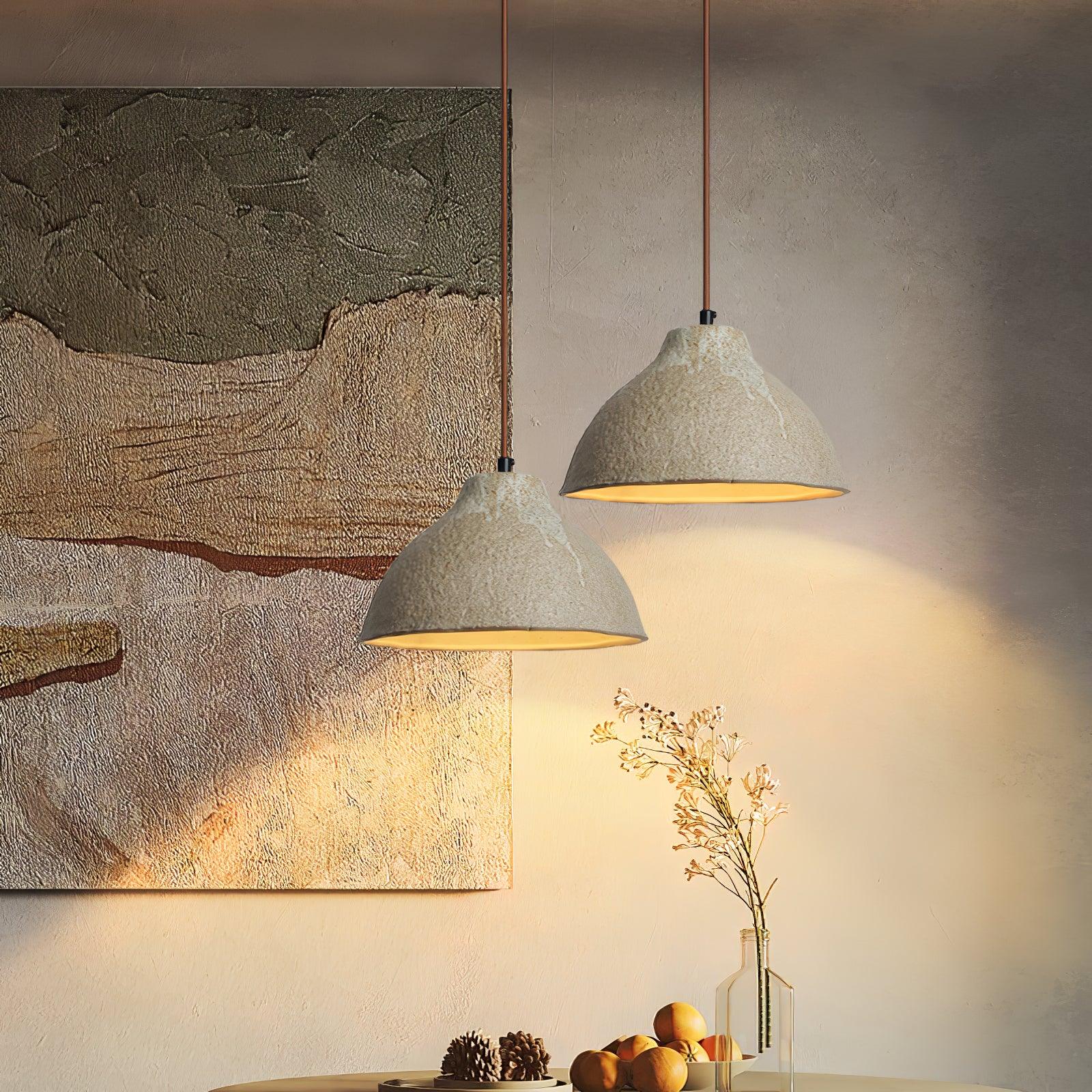 Elaris Retro Ceramic & Wood Pendant Lamp-Neutral Decor
