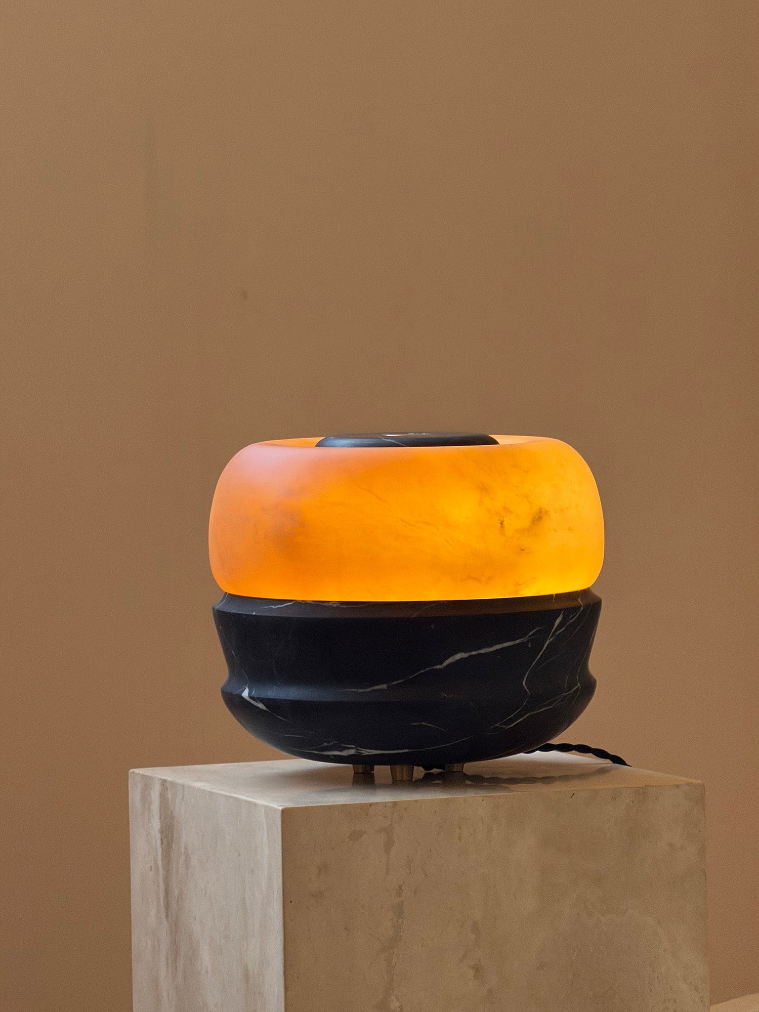 The marble base and alabaster shade shown as separate components.
