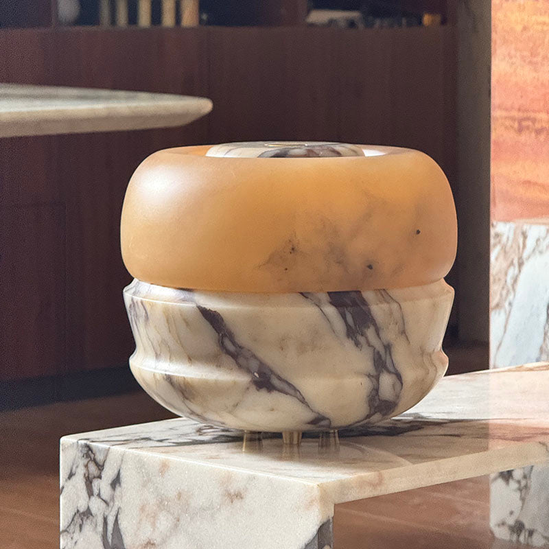 Ramson Stone Table Lamp in black marble for a sophisticated look.