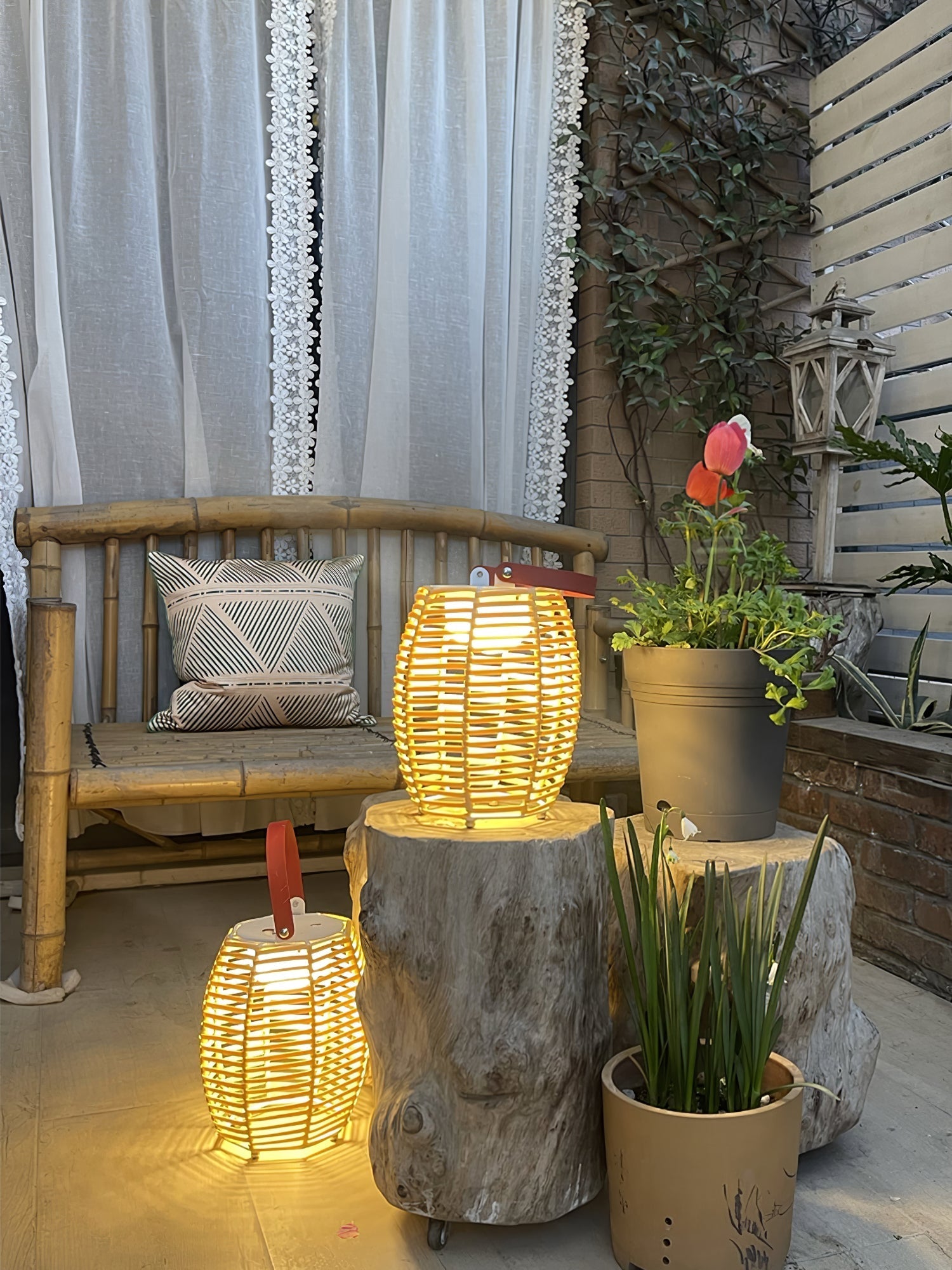 Olraeil Rattan Floor Lantern-Neutral Decor