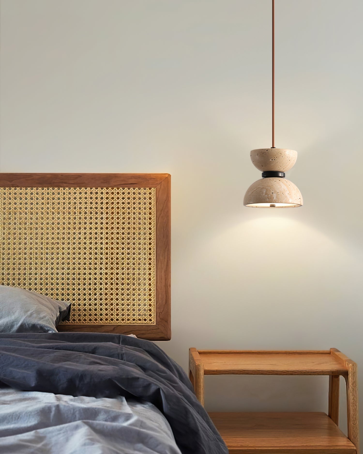 Tersus Travertine Hourglass Pendant Light Double-dome-Neutral Decor