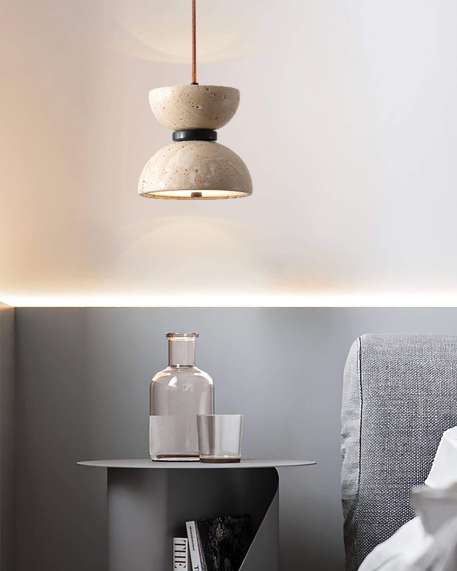 Tersus Travertine Hourglass Pendant Light Double-dome-Neutral Decor