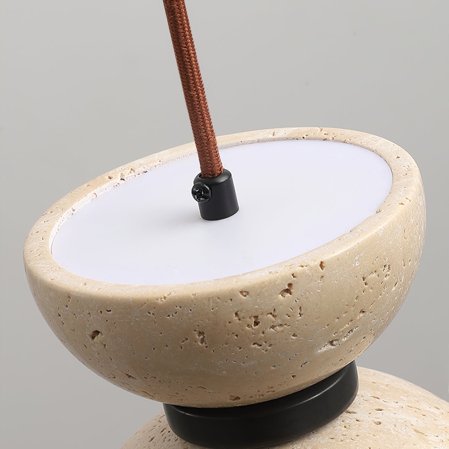 Tersus Travertine Hourglass Pendant Light Double-dome-Neutral Decor