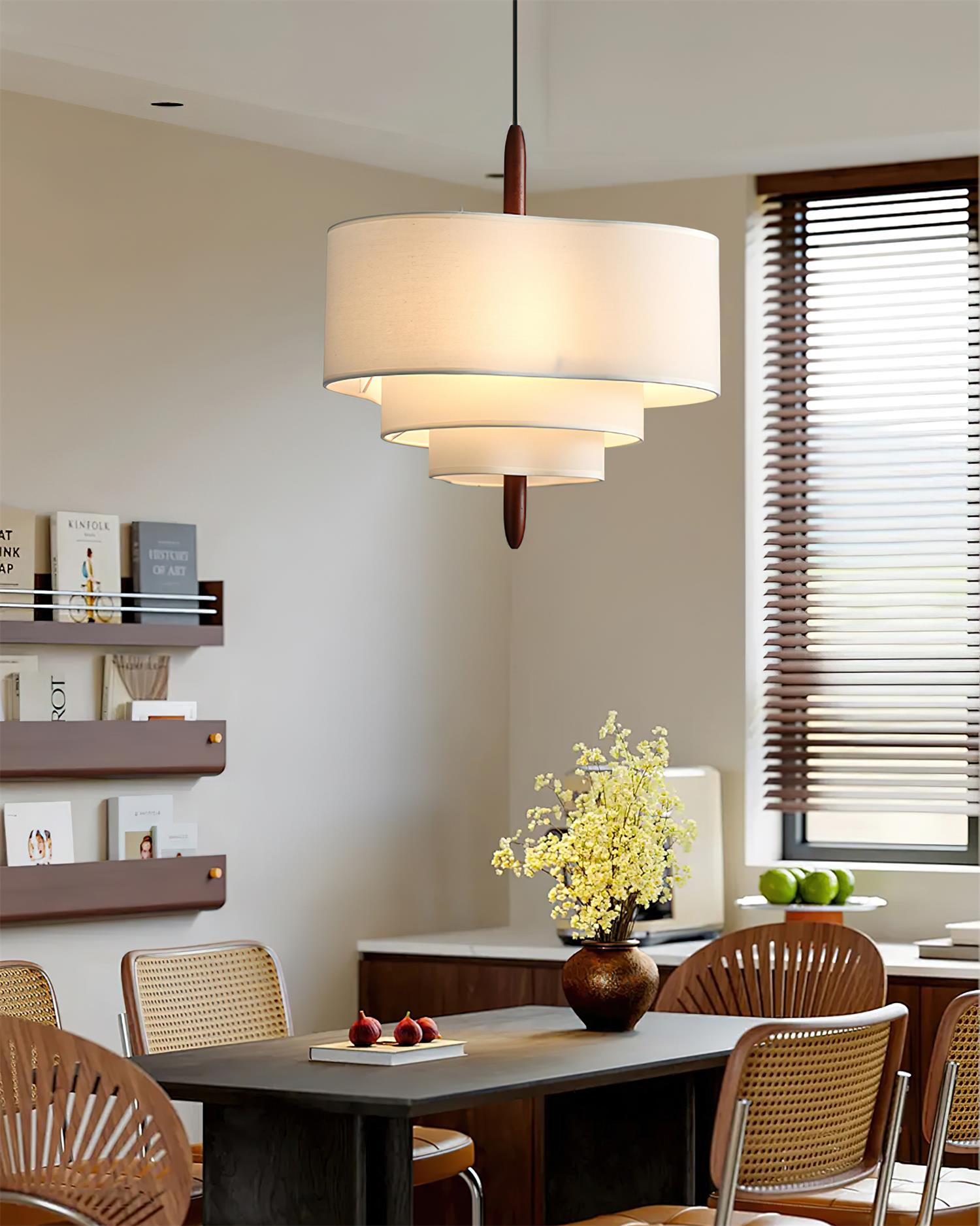 Greta Green Fabric Pendant Lamp-Neutral Decor