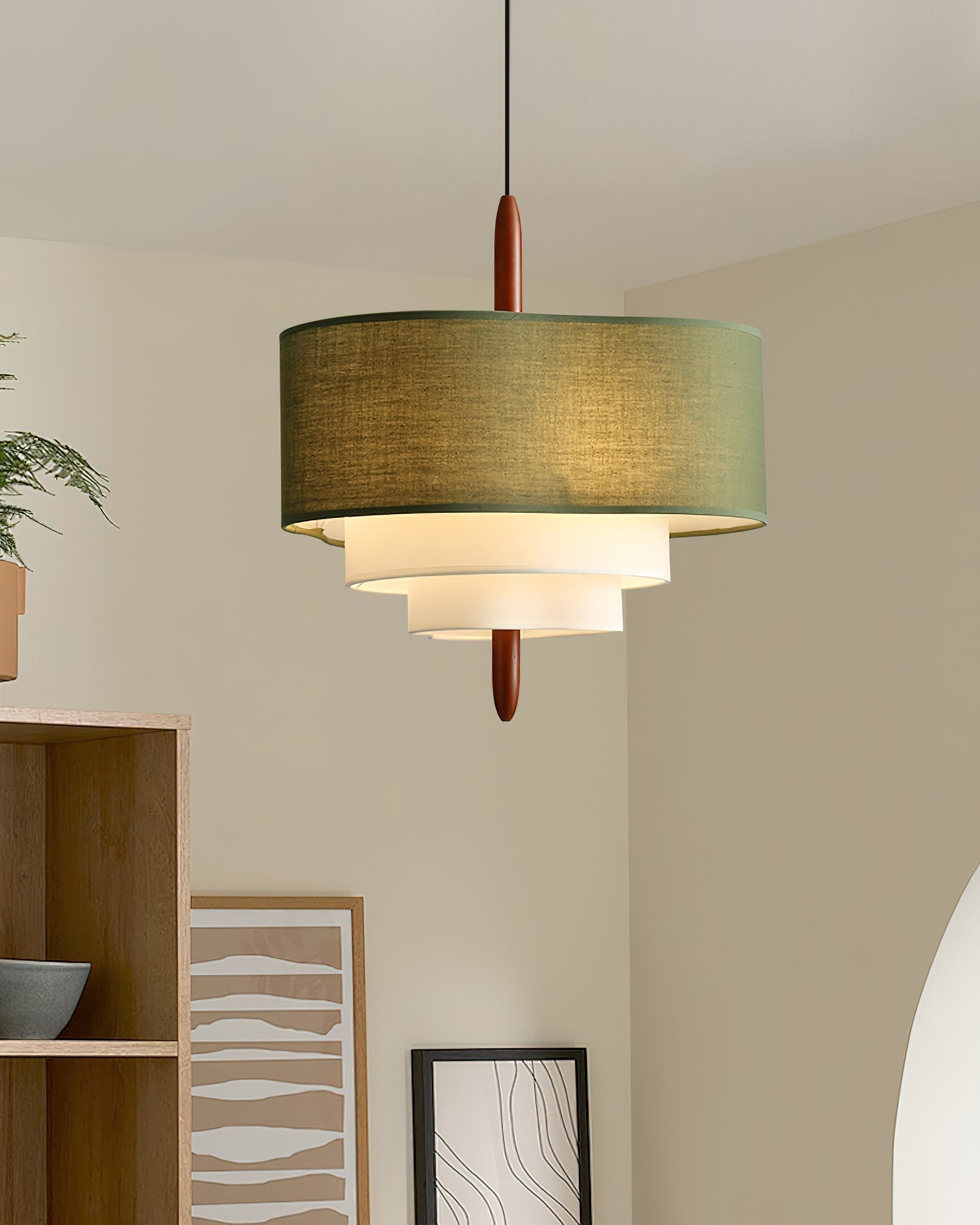 Greta Green Fabric Pendant Lamp-Neutral Decor