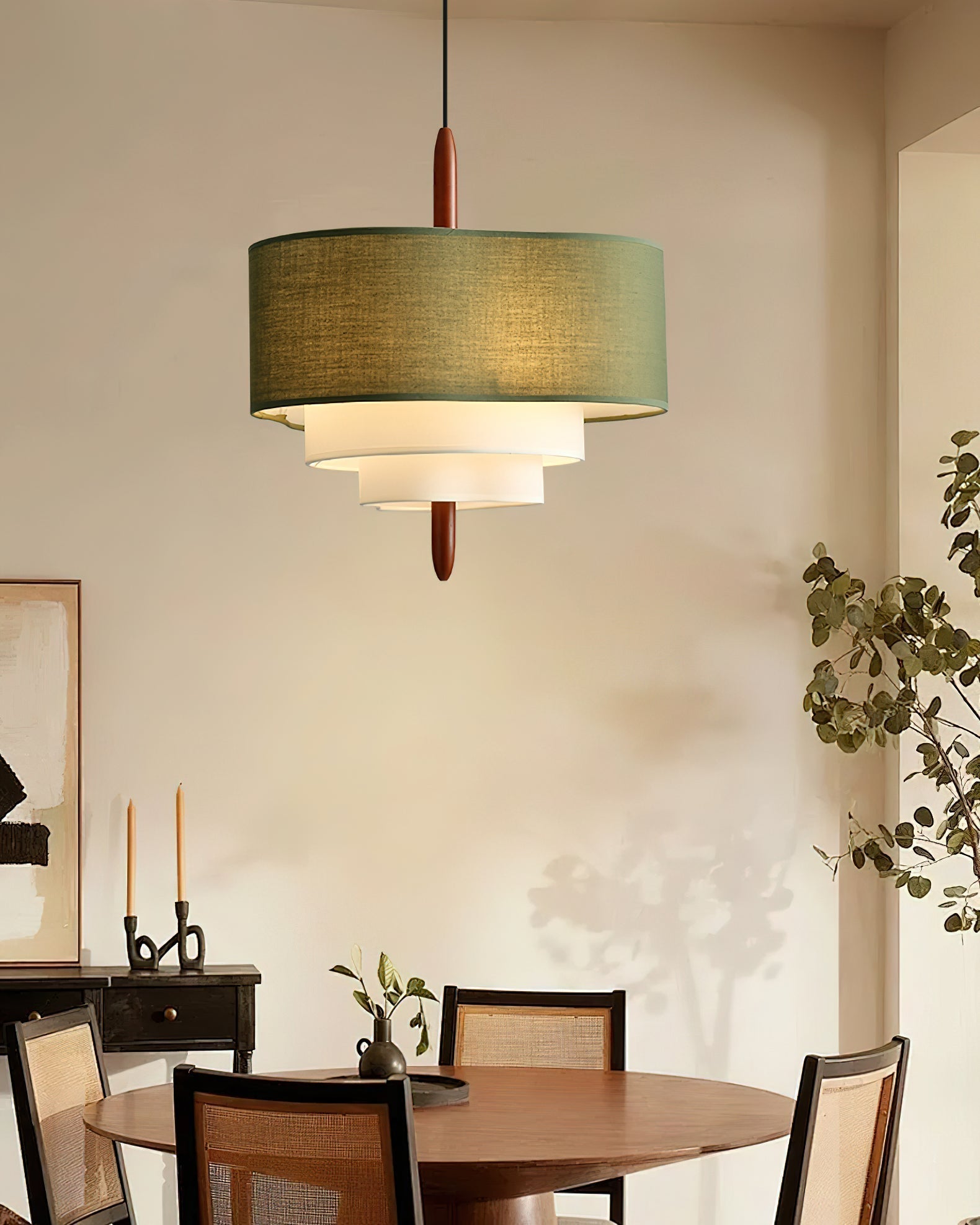 Greta Green Fabric Pendant Lamp-Neutral Decor