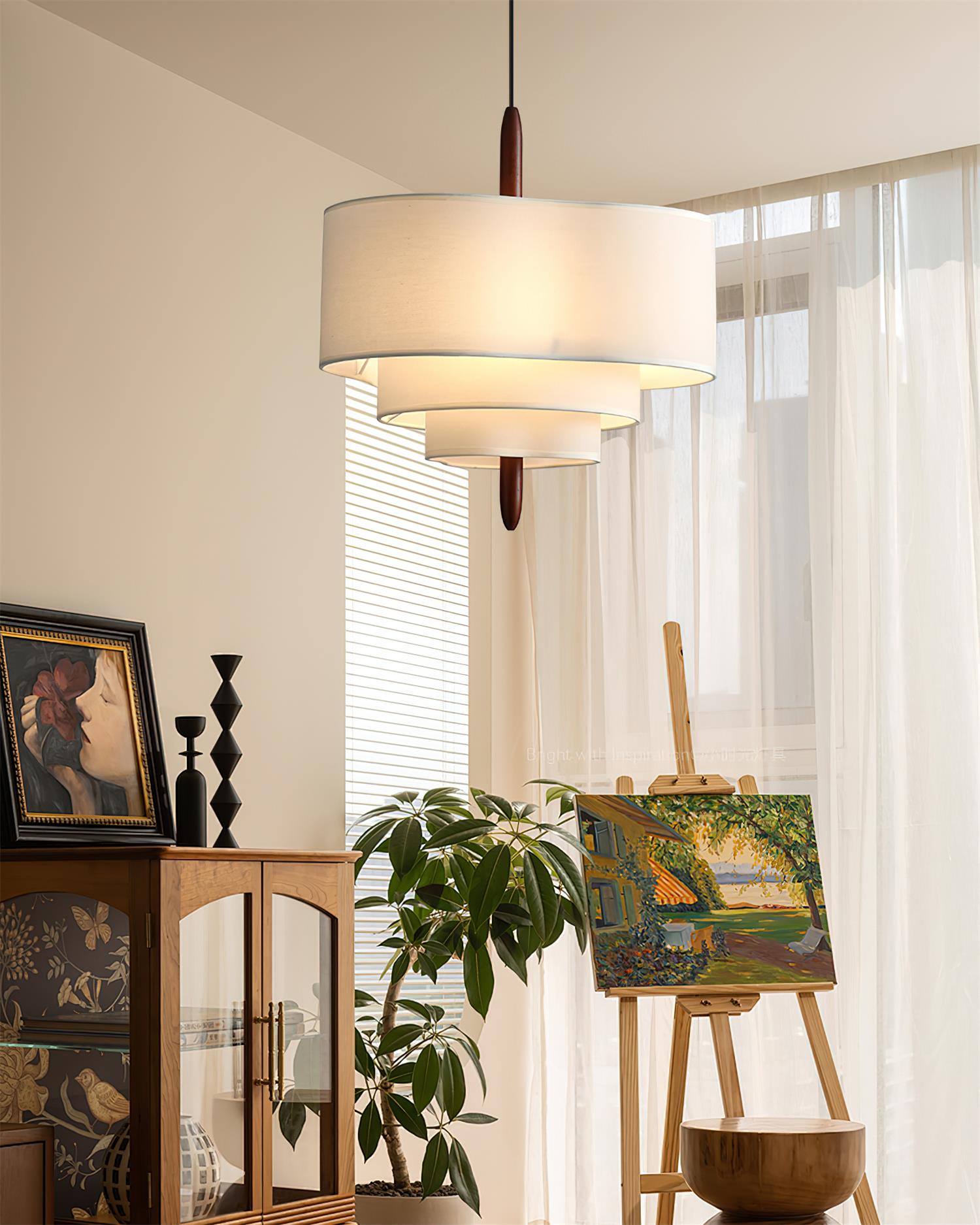 Greta Green Fabric Pendant Lamp-Neutral Decor