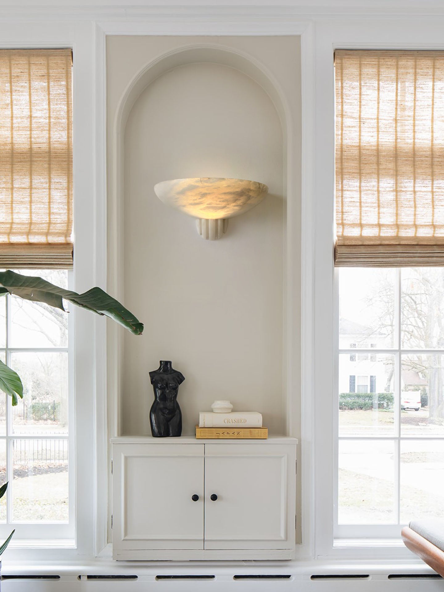 Rare Alabaster Wall Sconce-Neutral Decor