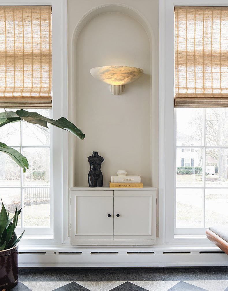 Rare Alabaster Wall Sconce-Neutral Decor