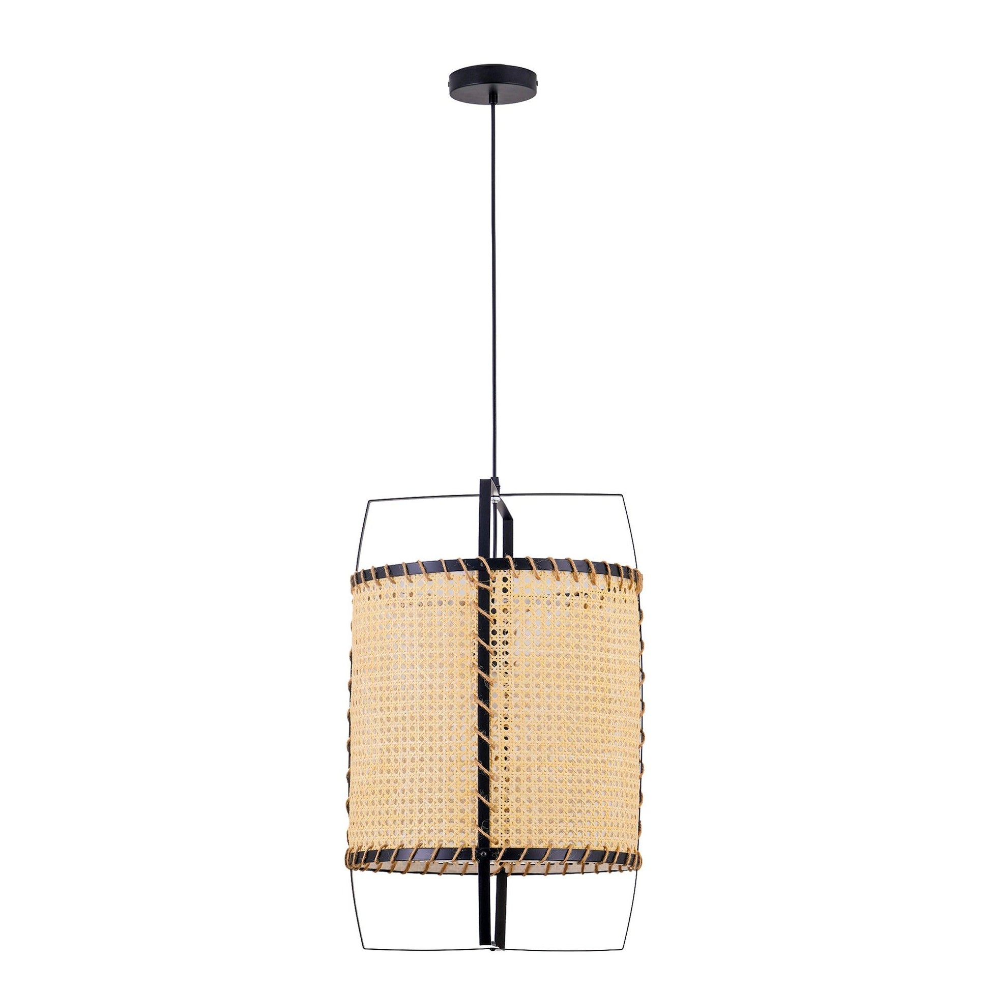Kevis Pendant Lamp Rattan Cane Frame Industrial-Neutral Decor