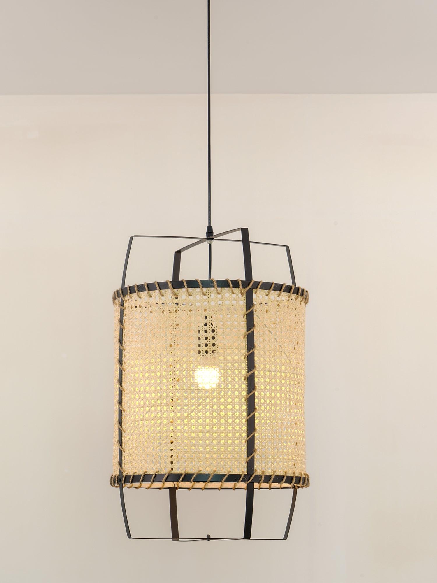 Kevis Pendant Lamp Rattan Cane Frame Industrial-Neutral Decor
