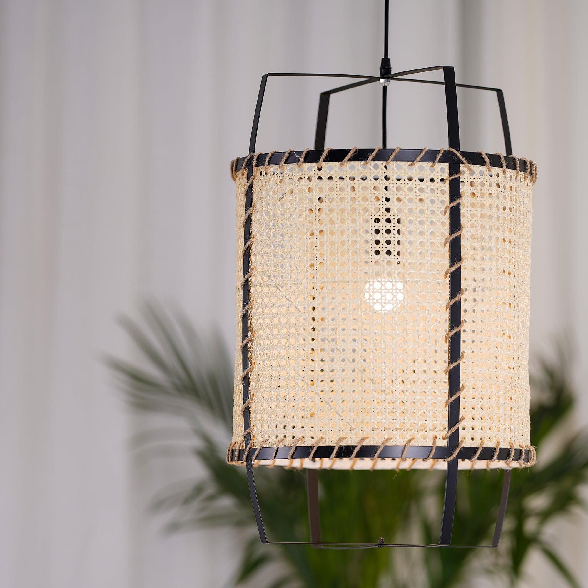 Kevis Pendant Lamp Rattan Cane Frame Industrial-Neutral Decor