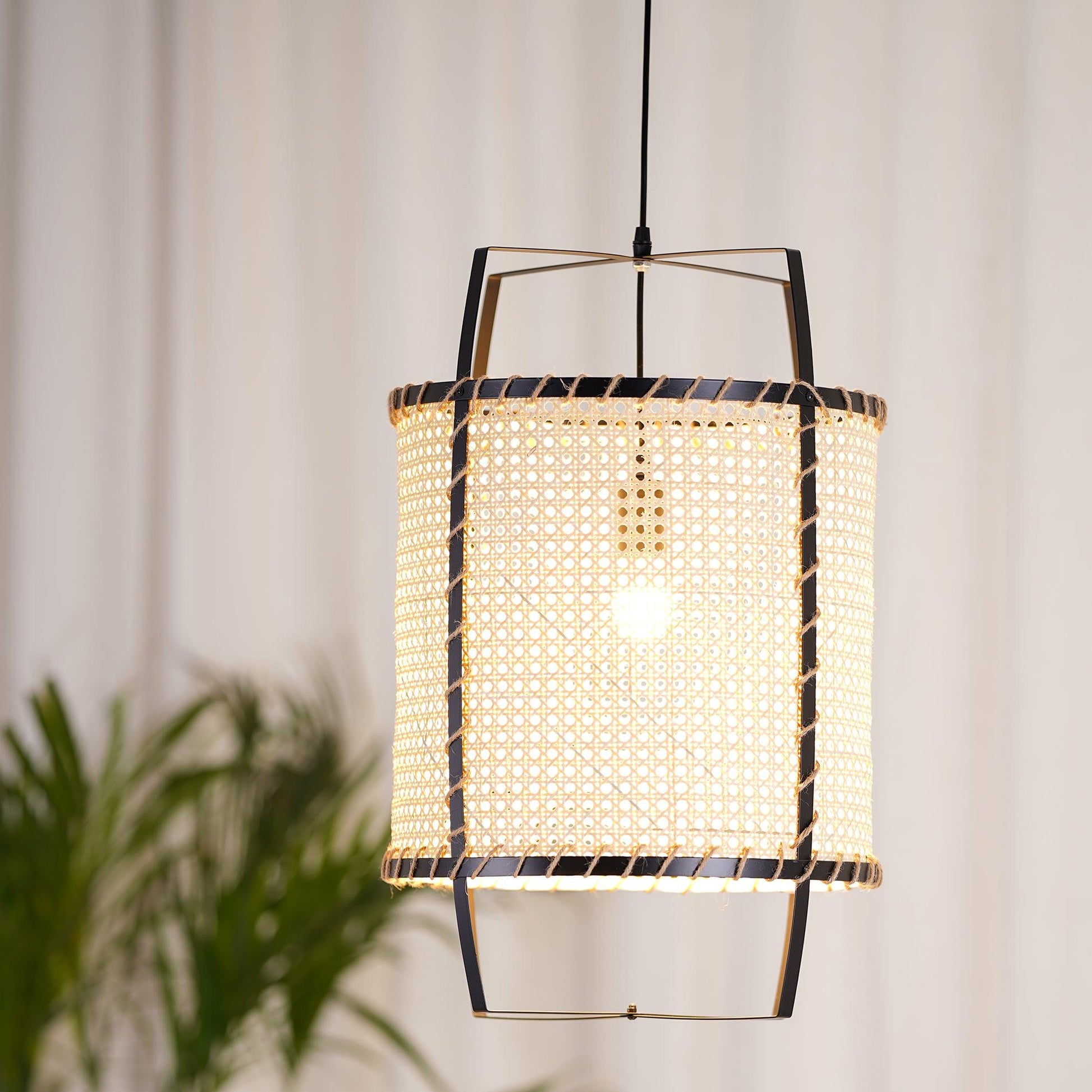 Kevis Pendant Lamp Rattan Cane Frame Industrial-Neutral Decor