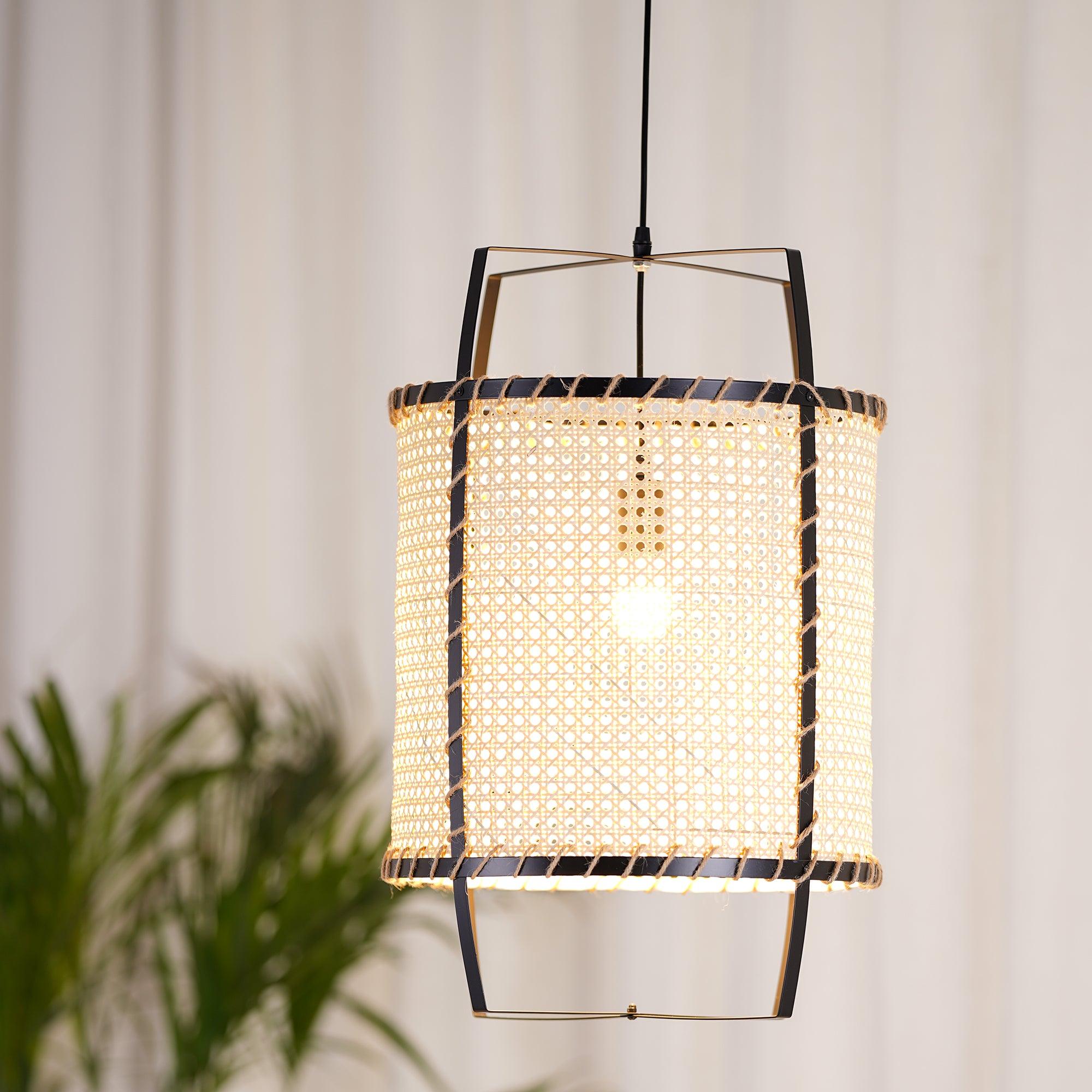 Kevis Pendant Lamp Rattan Cane Frame Industrial-Neutral Decor
