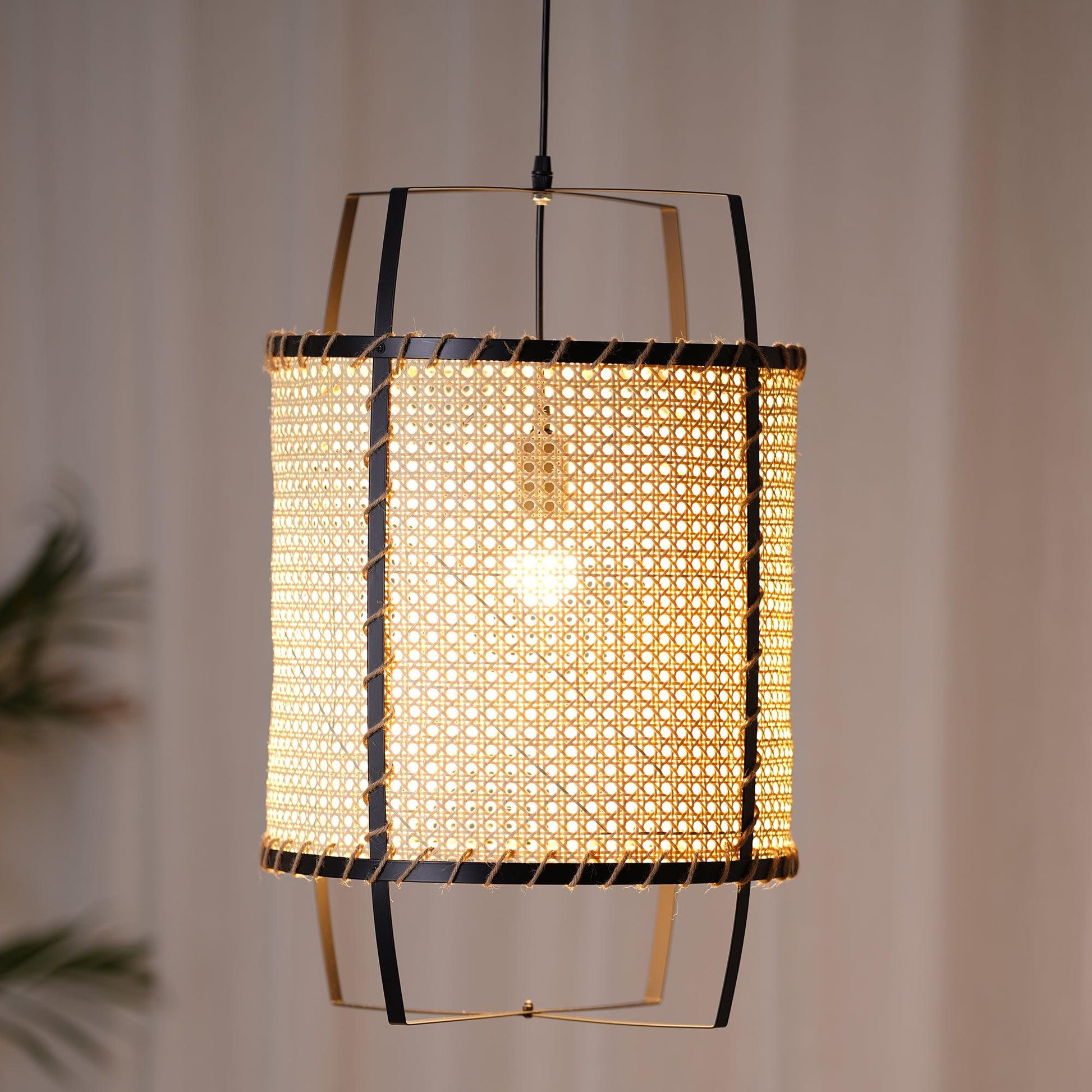 Kevis Pendant Lamp Rattan Cane Frame Industrial-Neutral Decor
