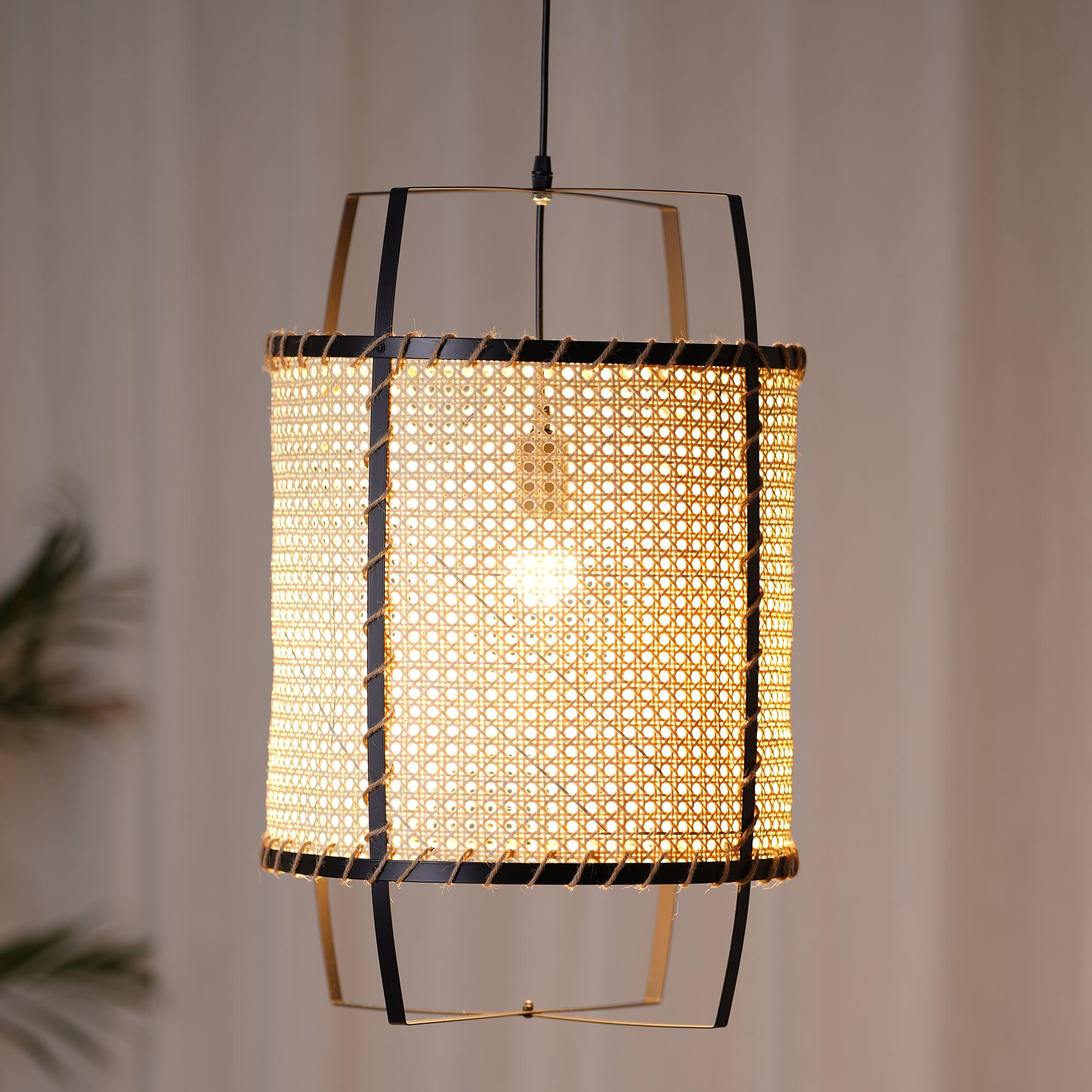 Kevis Pendant Lamp Rattan Cane Frame Industrial-Neutral Decor