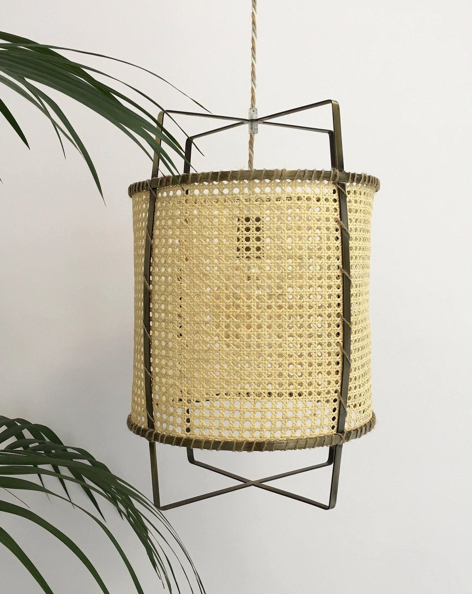 Kevis Pendant Lamp Rattan Cane Frame Industrial-Neutral Decor