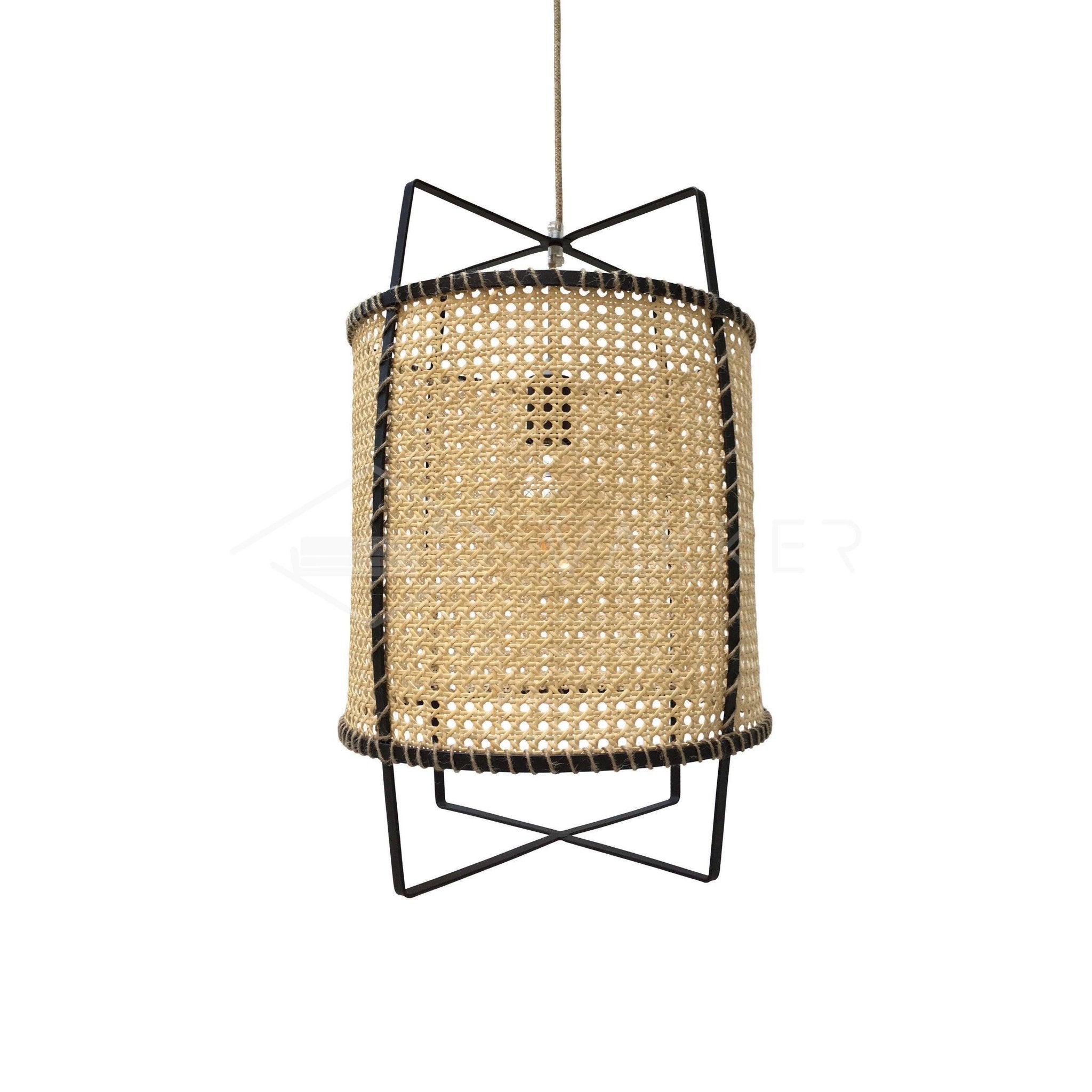 Kevis Pendant Lamp Rattan Cane Frame Industrial-Neutral Decor
