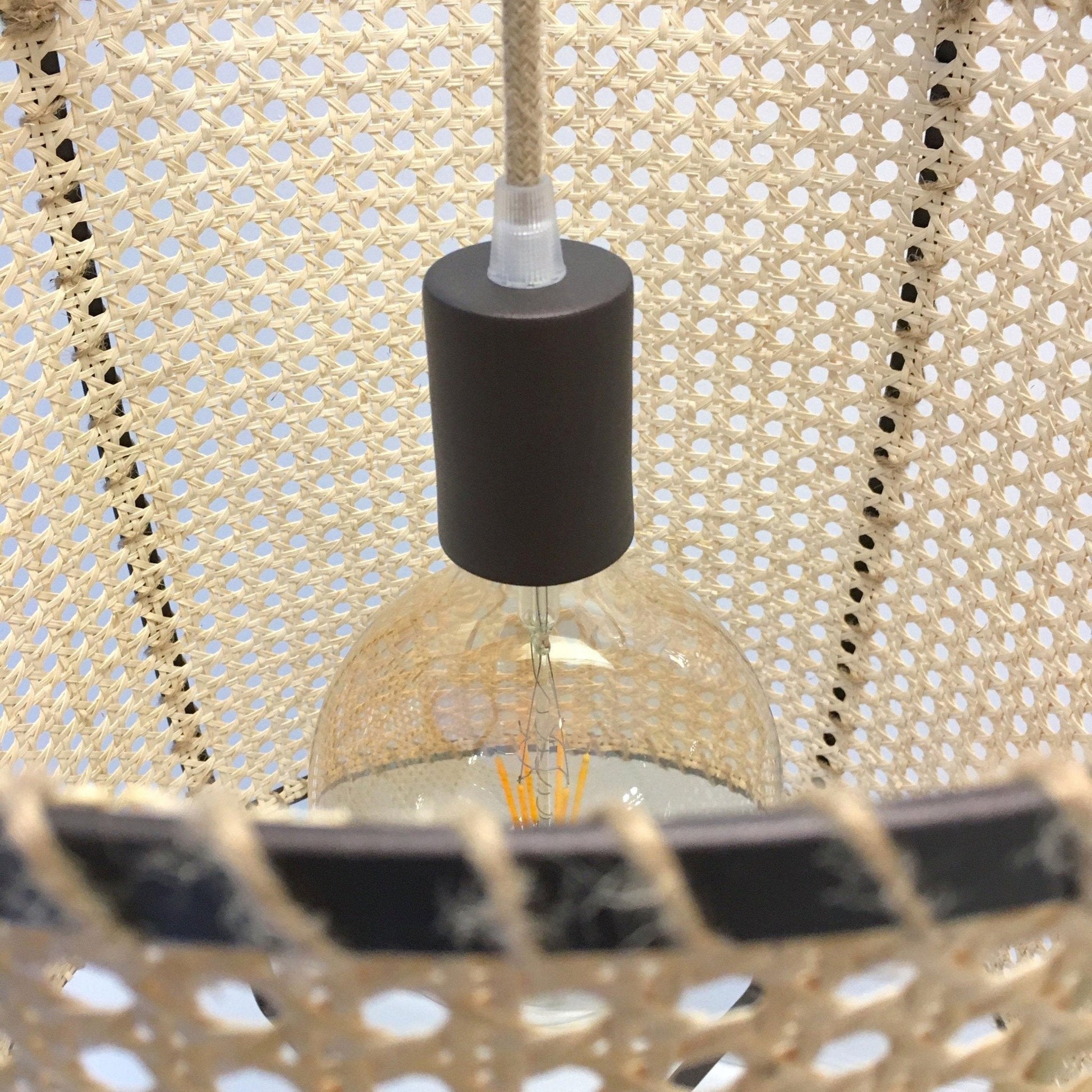Kevis Pendant Lamp Rattan Cane Frame Industrial-Neutral Decor