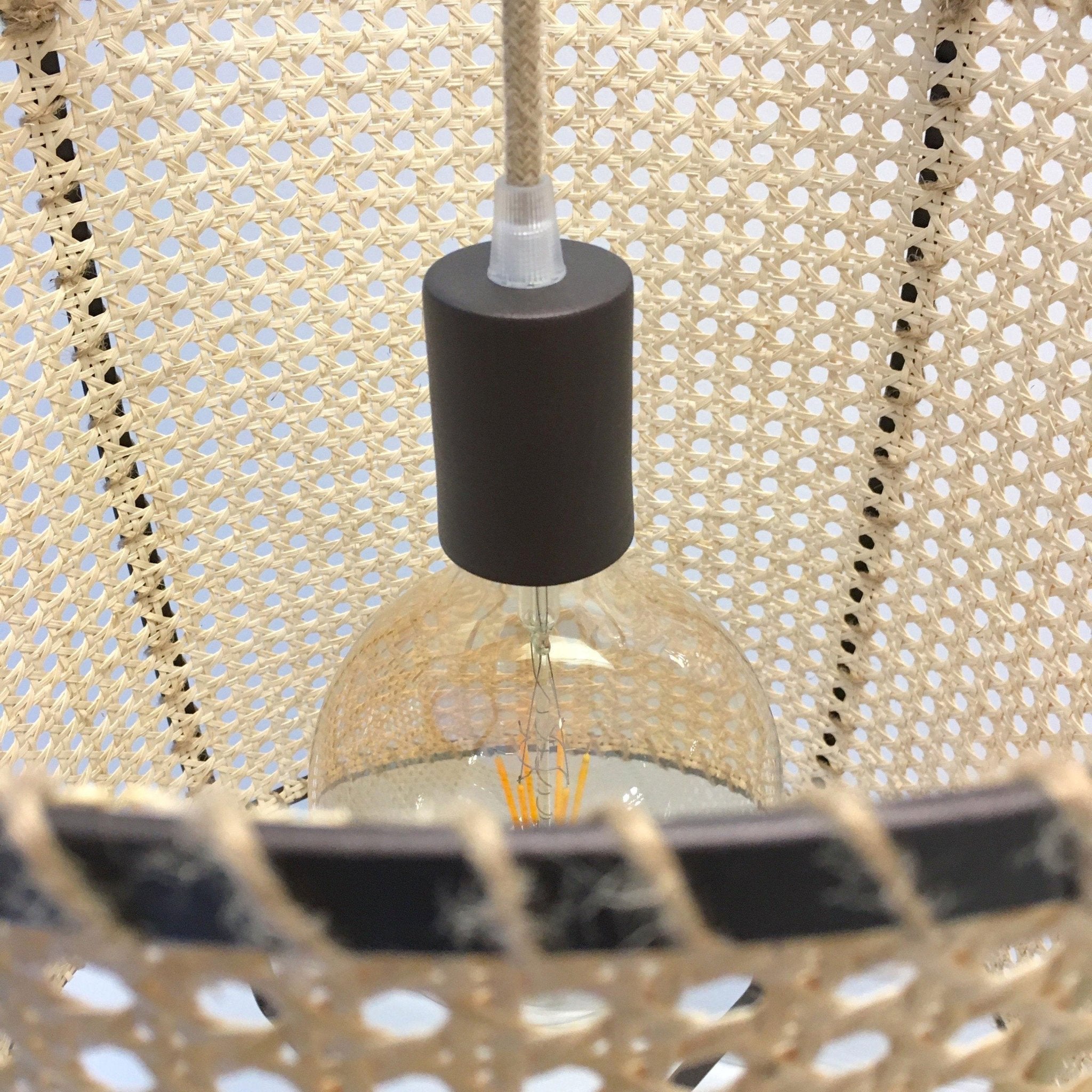 Kevis Pendant Lamp Rattan Cane Frame Industrial-Neutral Decor