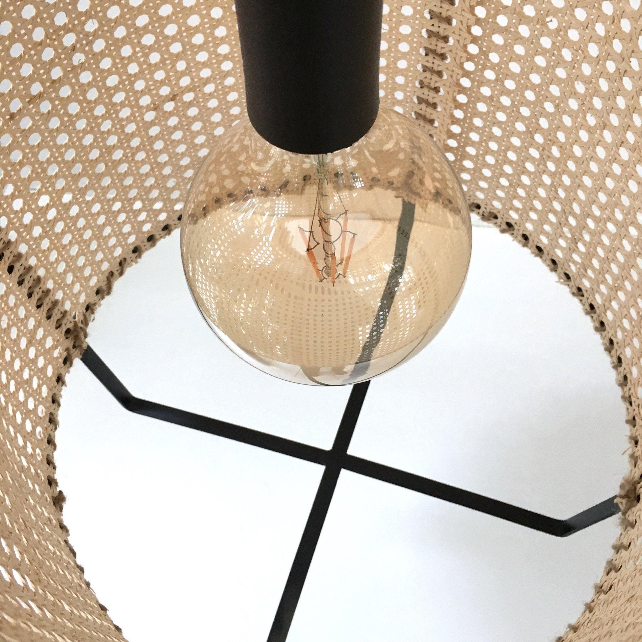 Kevis Pendant Lamp Rattan Cane Frame Industrial-Neutral Decor