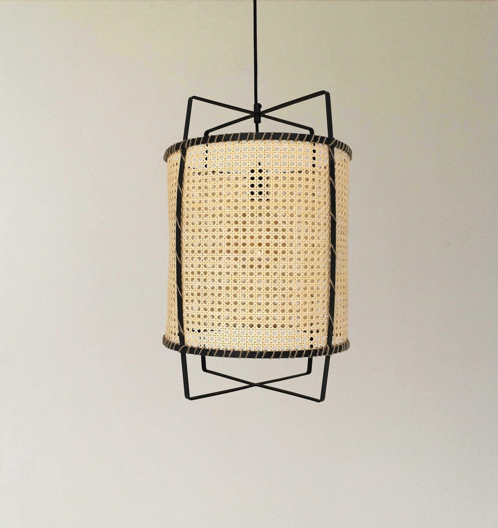 Kevis Pendant Lamp Rattan Cane Frame Industrial-Neutral Decor