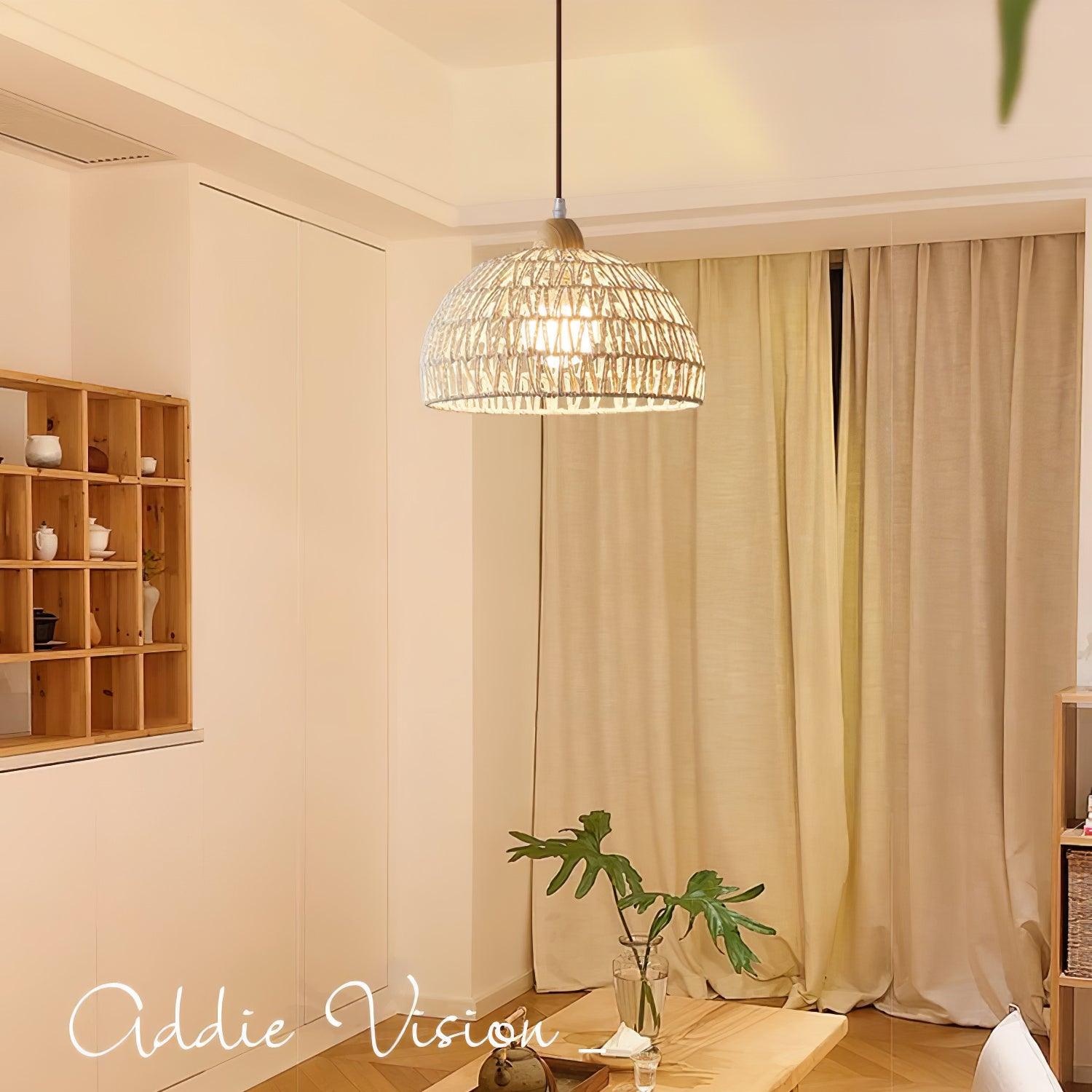 Calyran Rattan Wood Pendant Lamp-Neutral Decor
