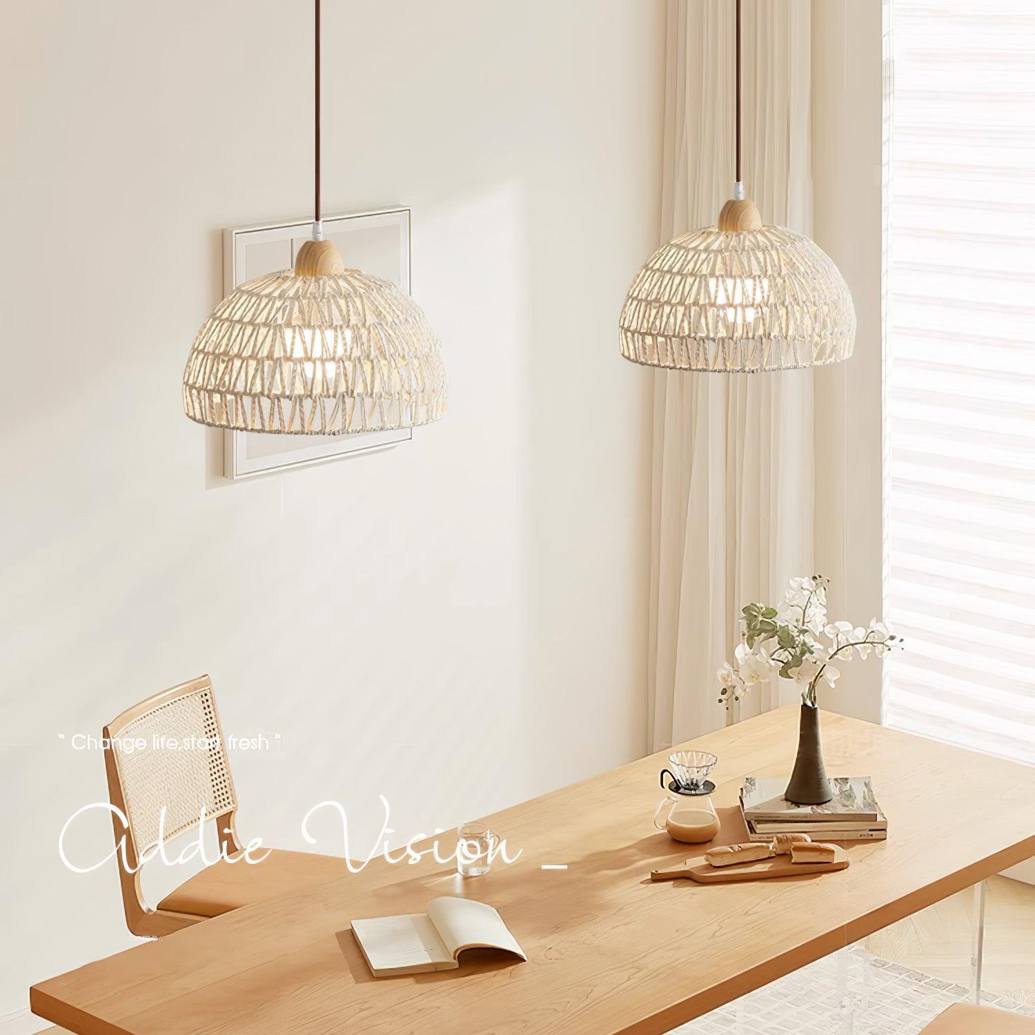 Calyran Rattan Wood Pendant Lamp-Neutral Decor