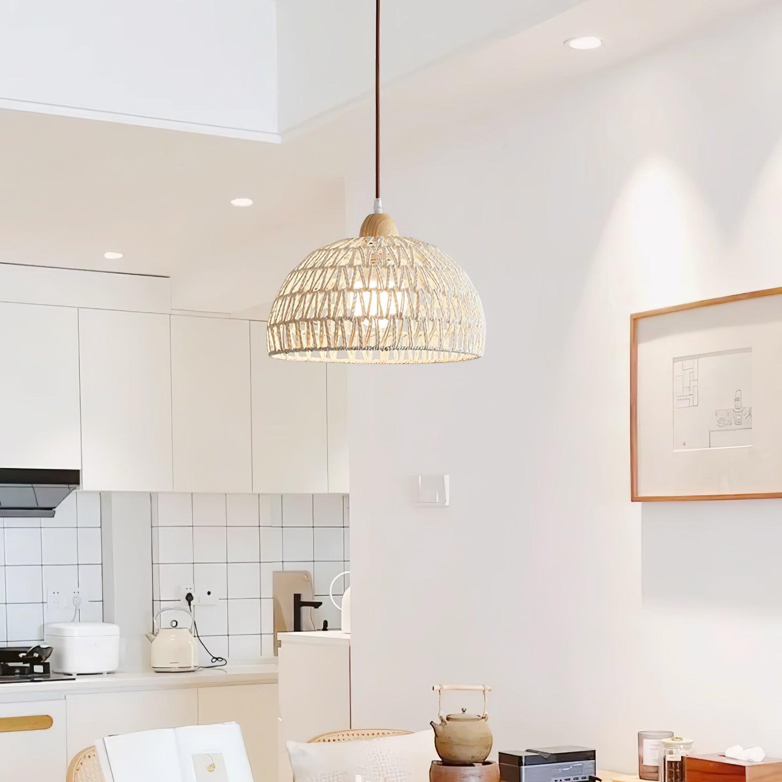 Calyran Rattan Wood Pendant Lamp-Neutral Decor