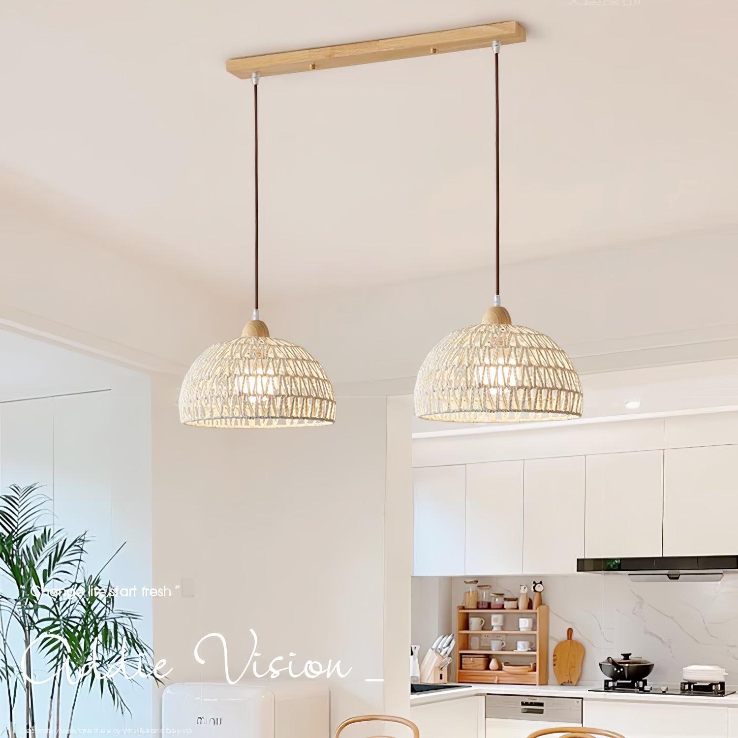 Calyran Rattan Wood Pendant Lamp-Neutral Decor