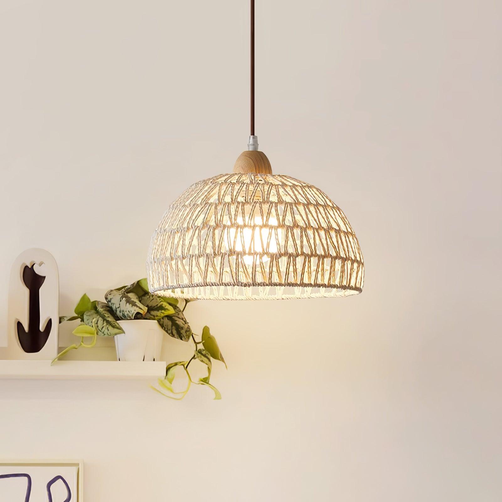 Calyran Rattan Wood Pendant Lamp-Neutral Decor