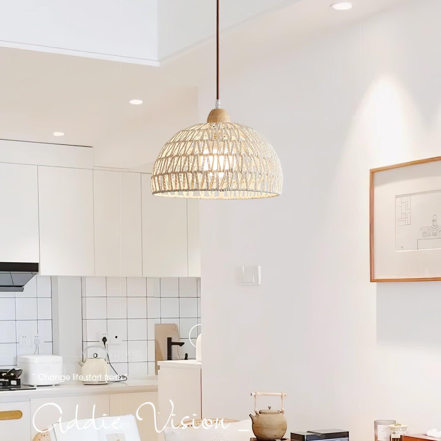 Calyran Rattan Wood Pendant Lamp-Neutral Decor