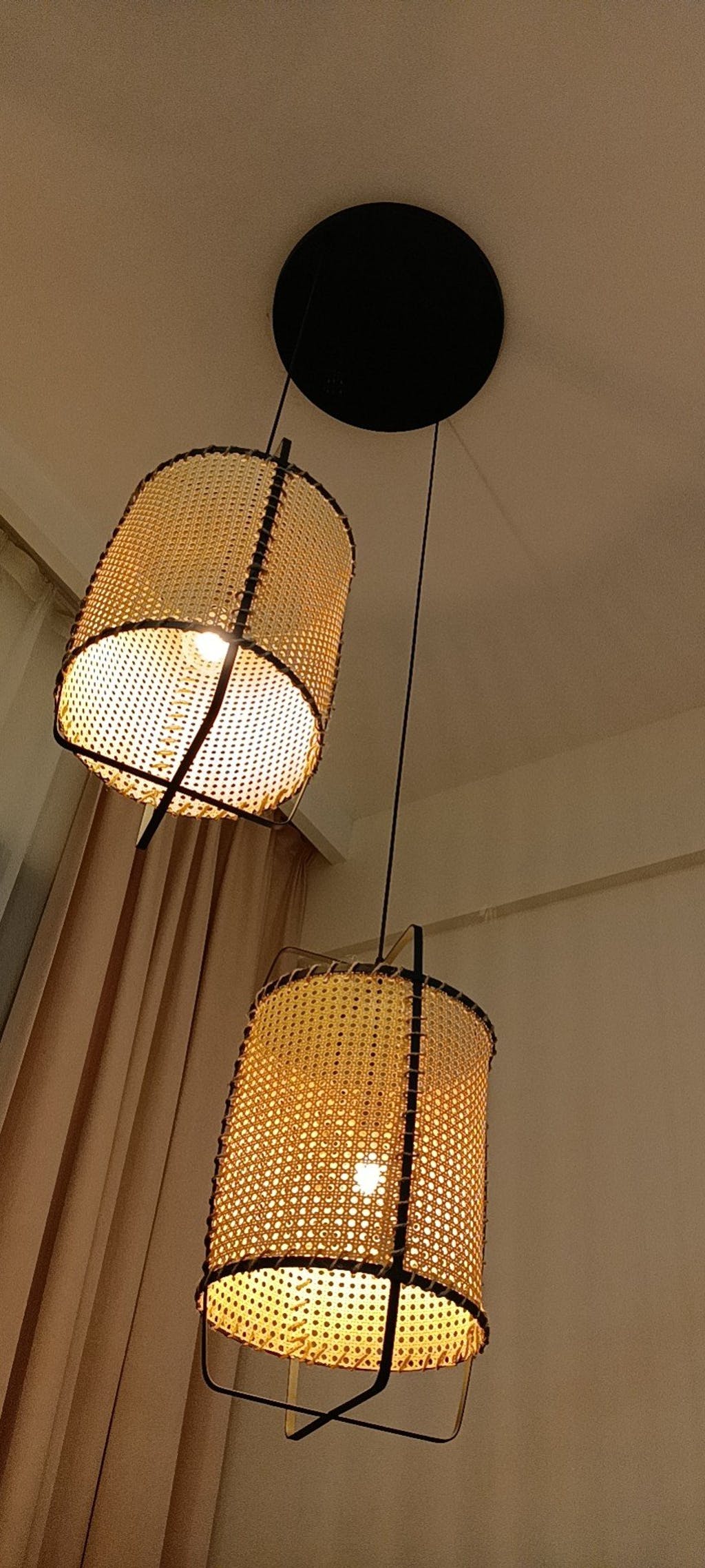 Kevis Pendant Lamp Rattan Cane Frame Industrial-Neutral Decor