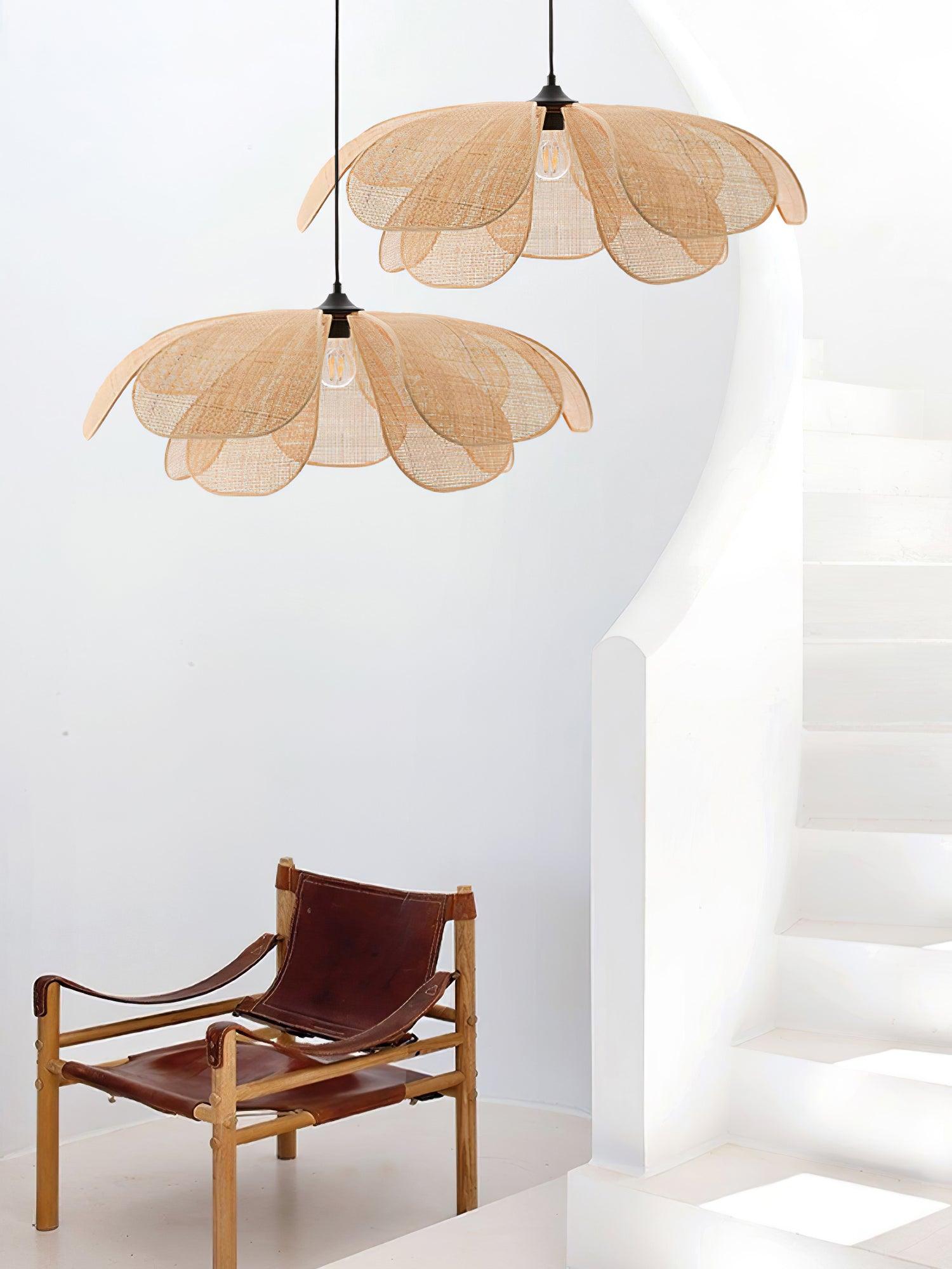 Eloria Petal-Shaped Rattan Pendant Light