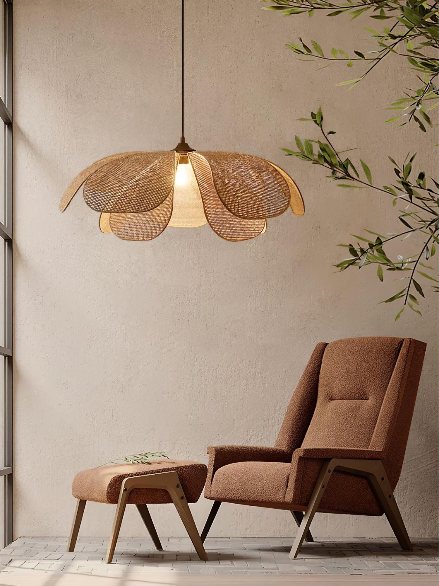 Petaral Rattan Retro Pendant Lamp-Neutral Decor
