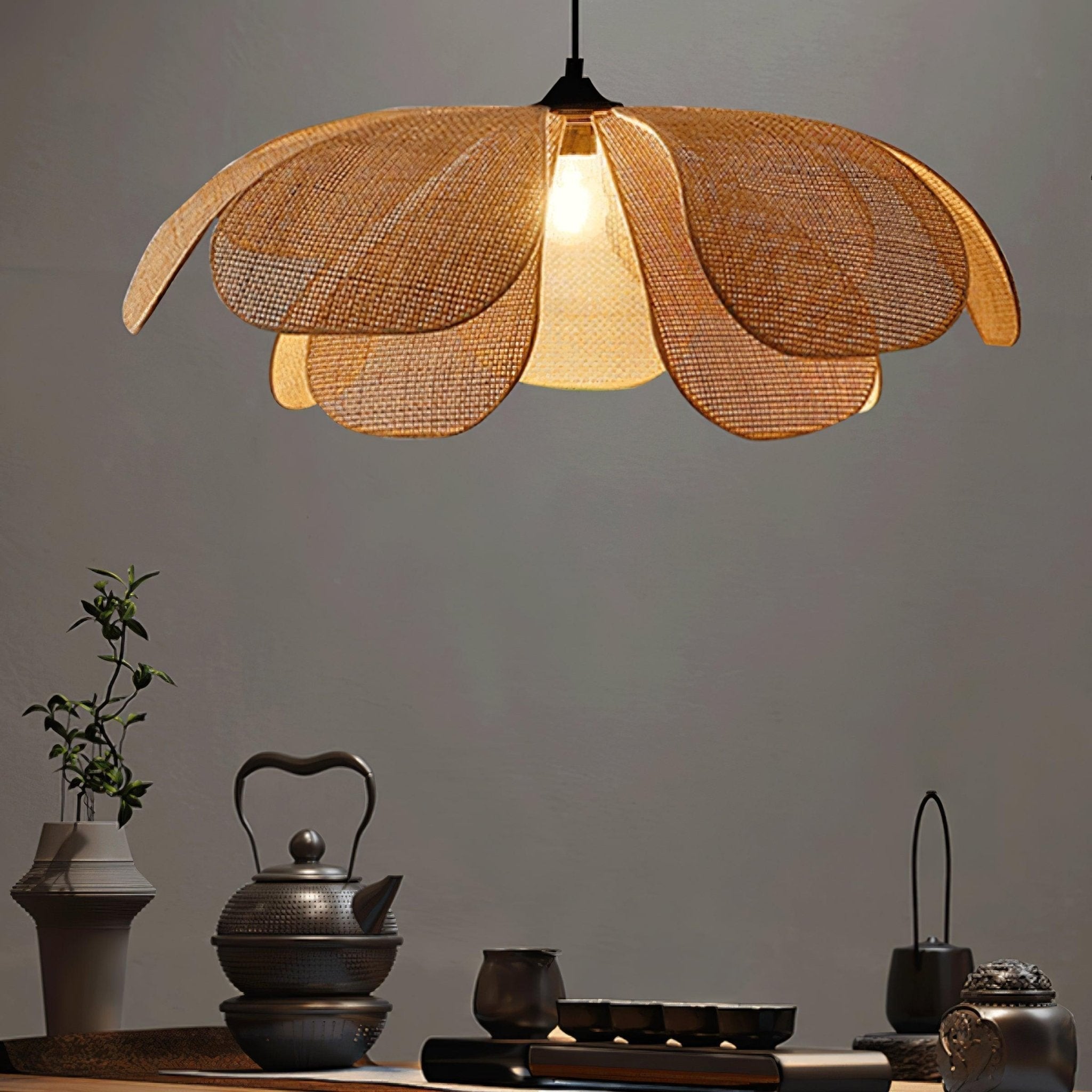 Petaral Rattan Retro Pendant Lamp-Neutral Decor