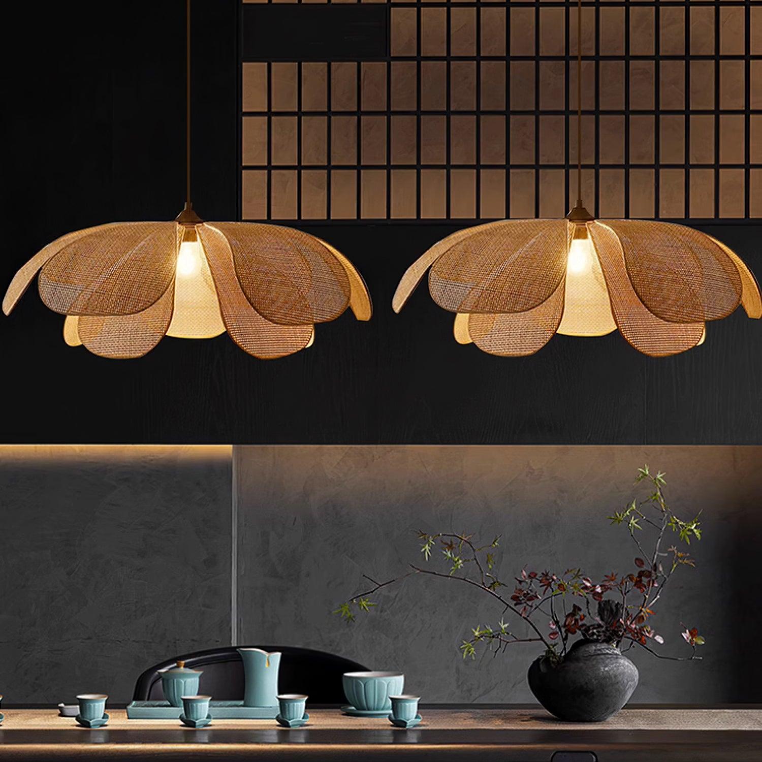 Petaral Rattan Retro Pendant Lamp-Neutral Decor