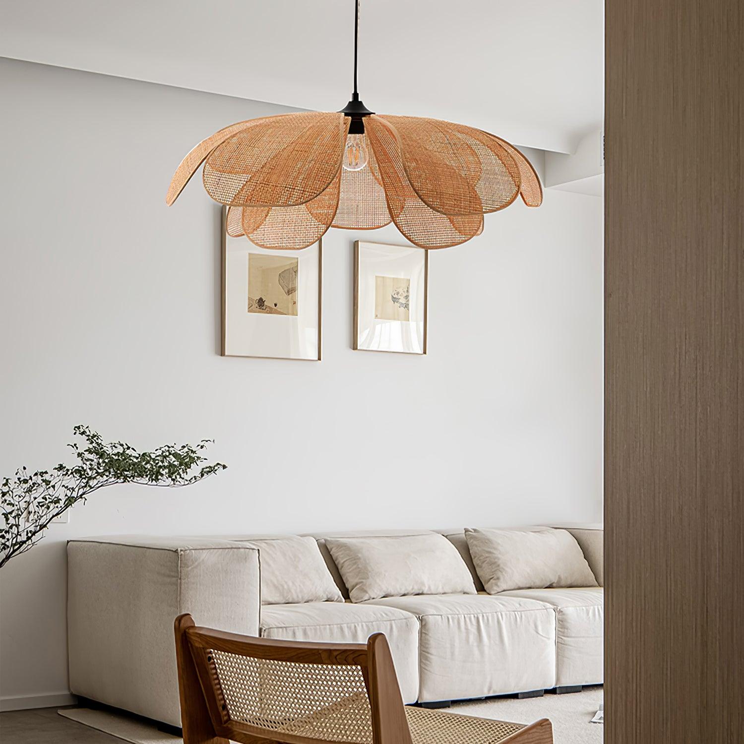 Eloria Petal-Shaped Rattan Pendant Light