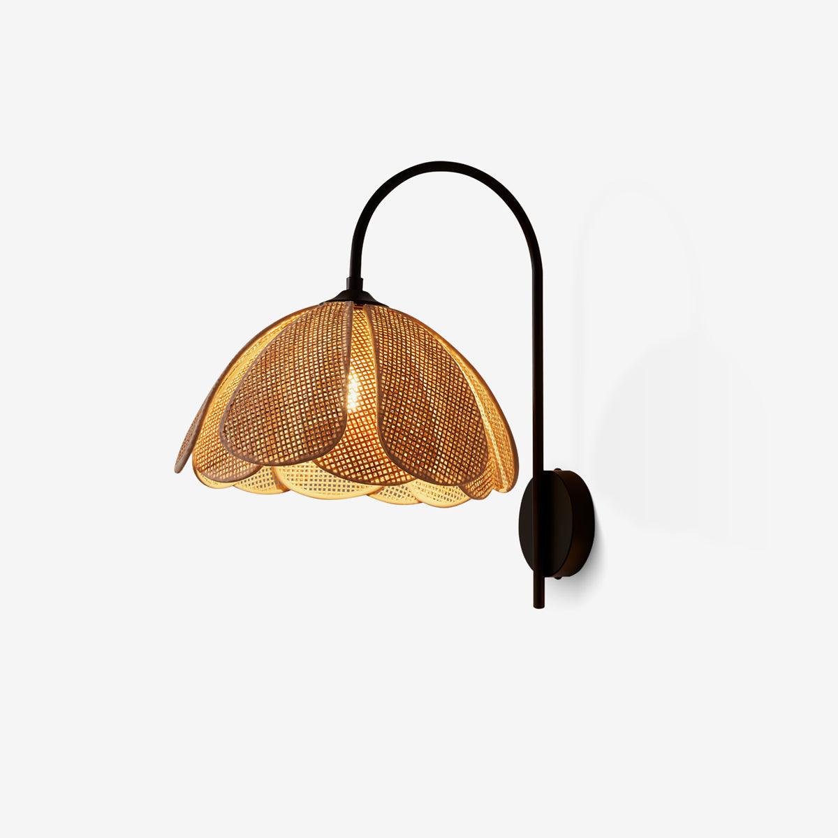 Zevelia Elegance Natural Petal Rattan Wall Lamp-Neutral Decor