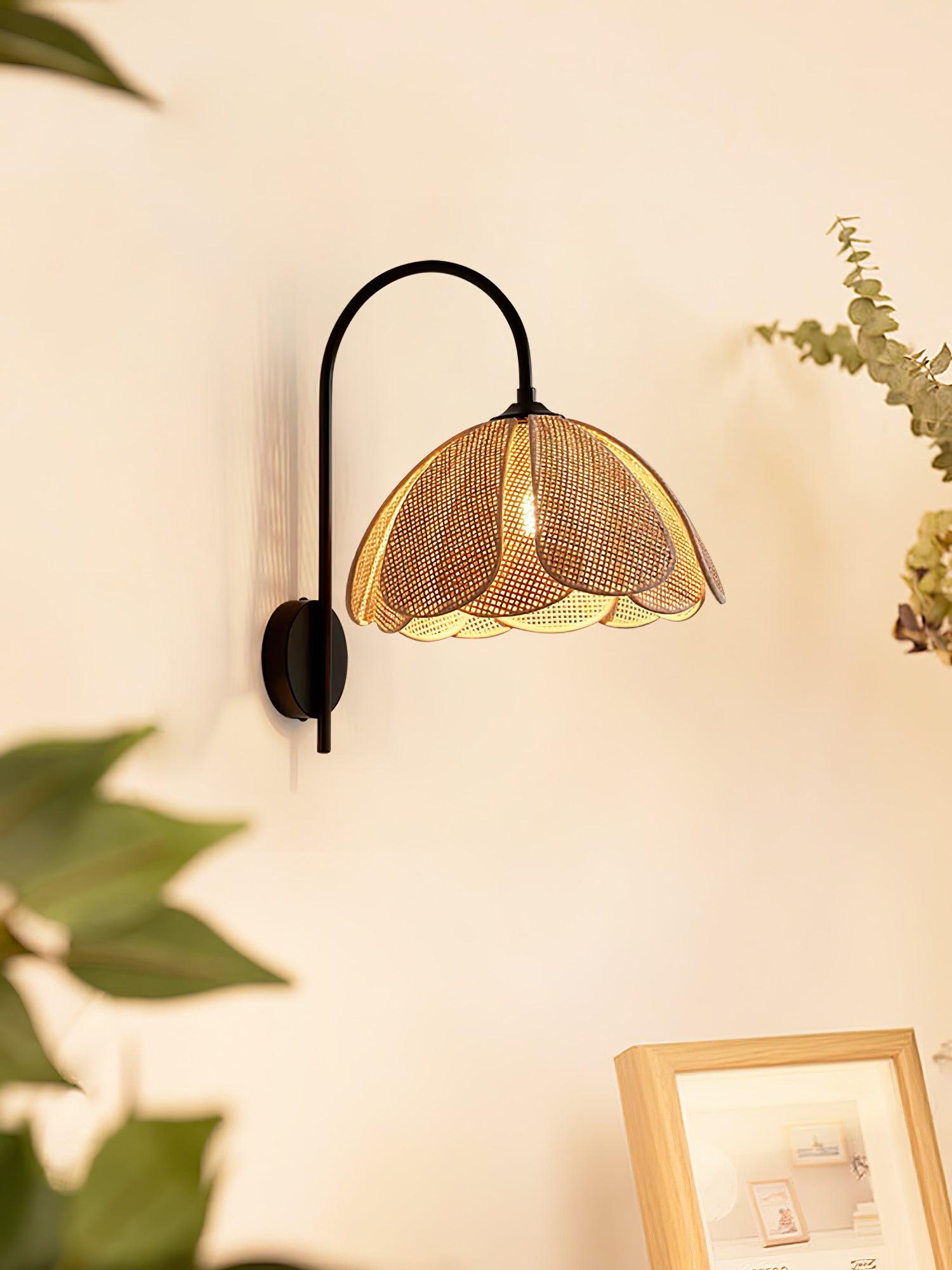 Edria Petal-Shaped Rattan Wall Lamp