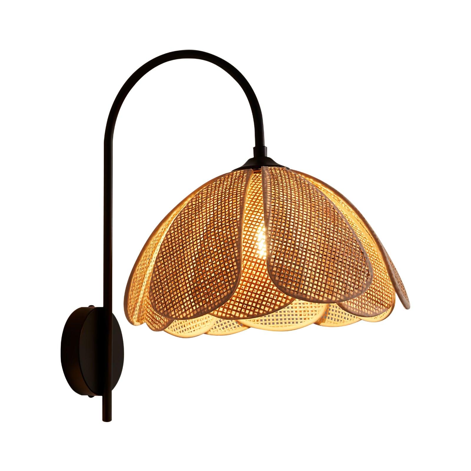 Zevelia Elegance Natural Petal Rattan Wall Lamp-Neutral Decor