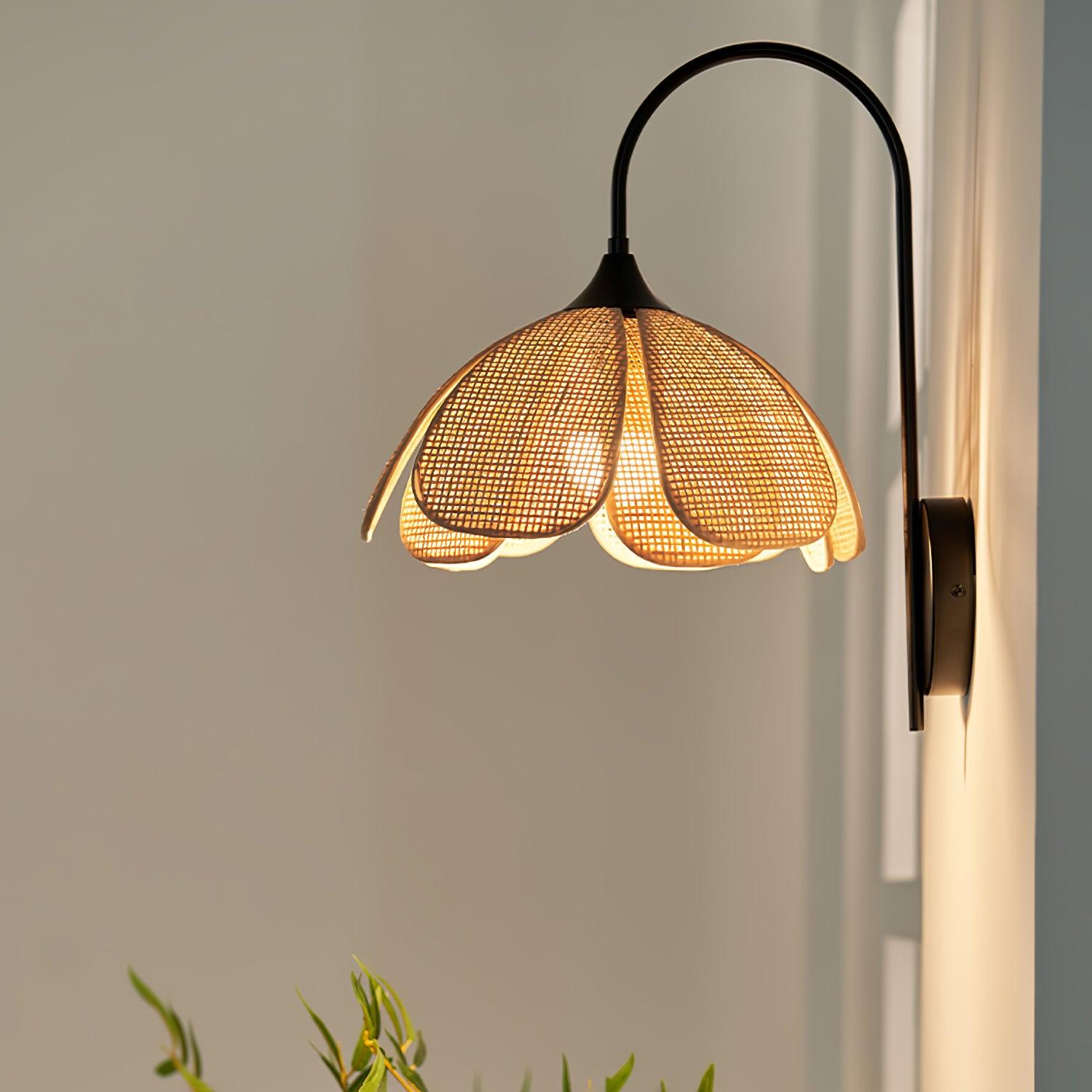Edria Petal-Shaped Rattan Wall Lamp
